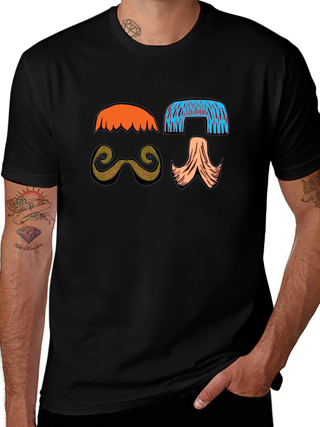 Funky Mustache & Wig Graphic Tee