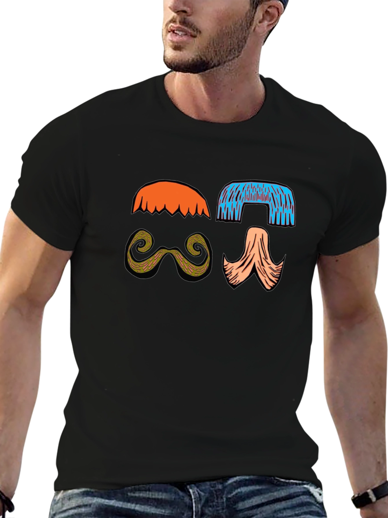 Funky Mustache & Wig Graphic Tee