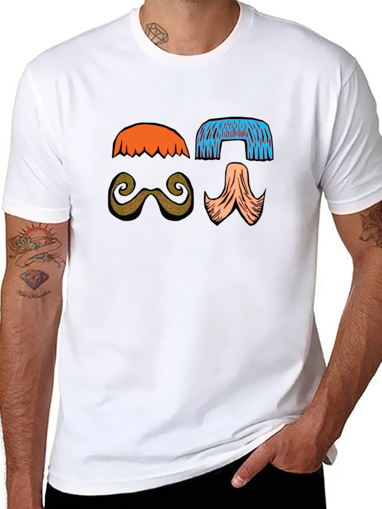 Funky Mustache & Wig Graphic Tee