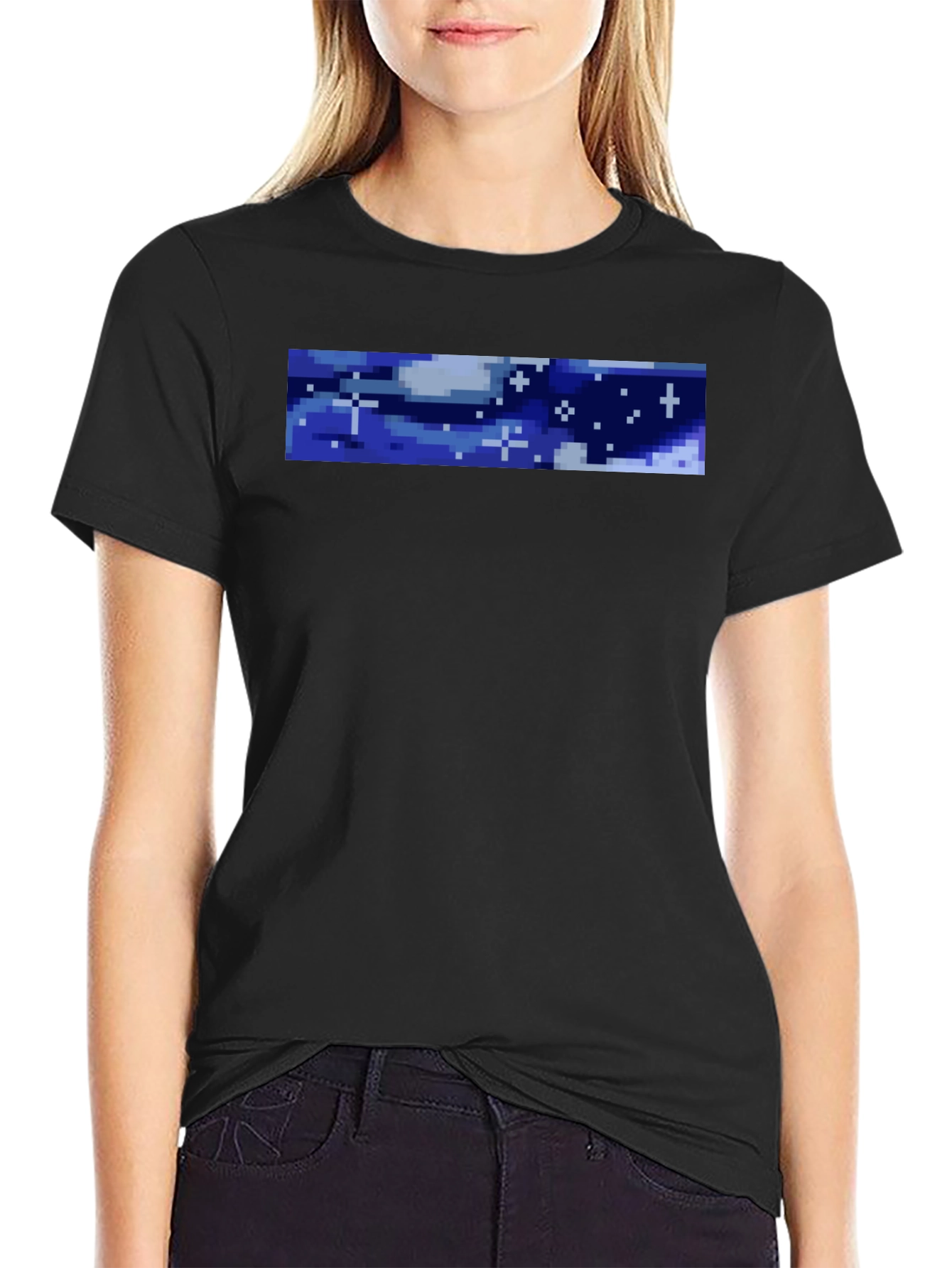 Pixel Sky Graphic Black T-Shirt