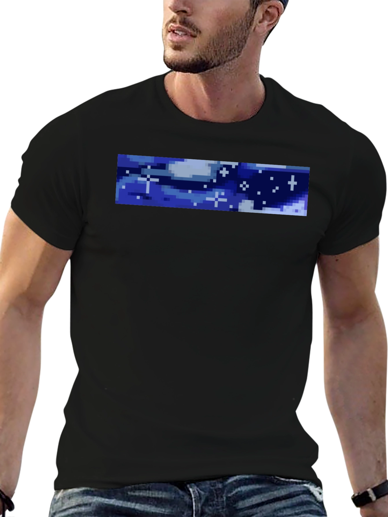 Pixel Sky Graphic Black T-Shirt
