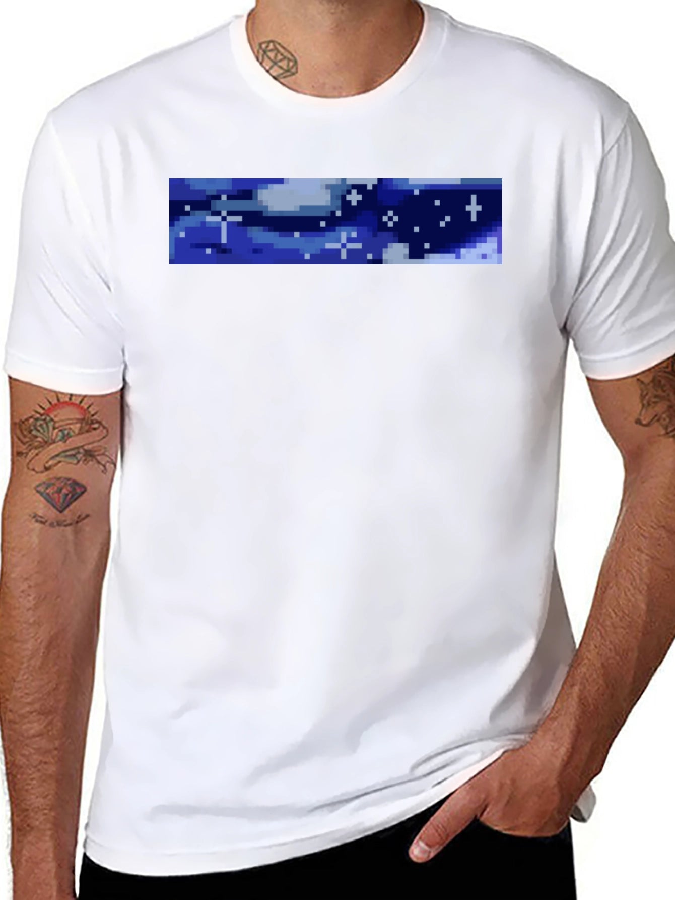 Pixel Sky Graphic Black T-Shirt