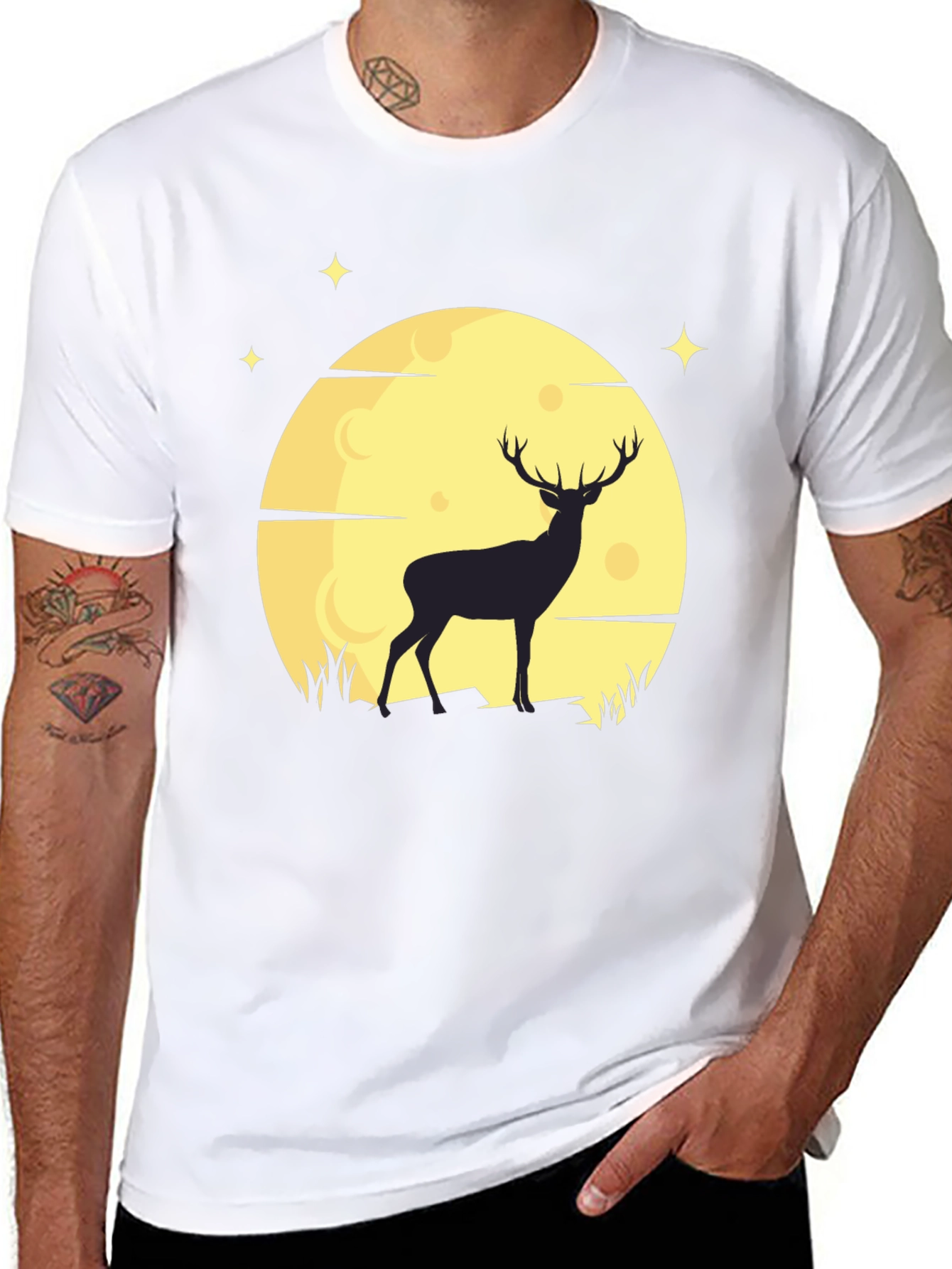 Deer Moon Graphic T-Shirt - Mens Black Tee