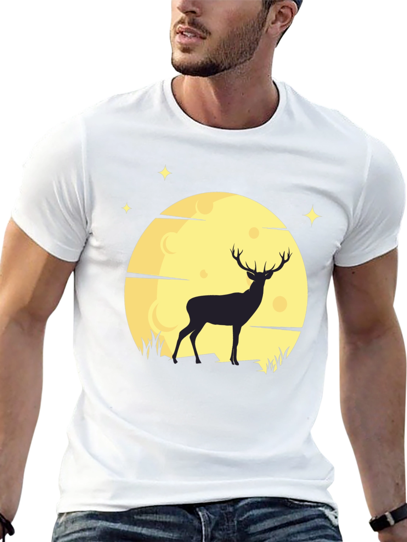 Deer Moon Graphic T-Shirt - Mens Black Tee