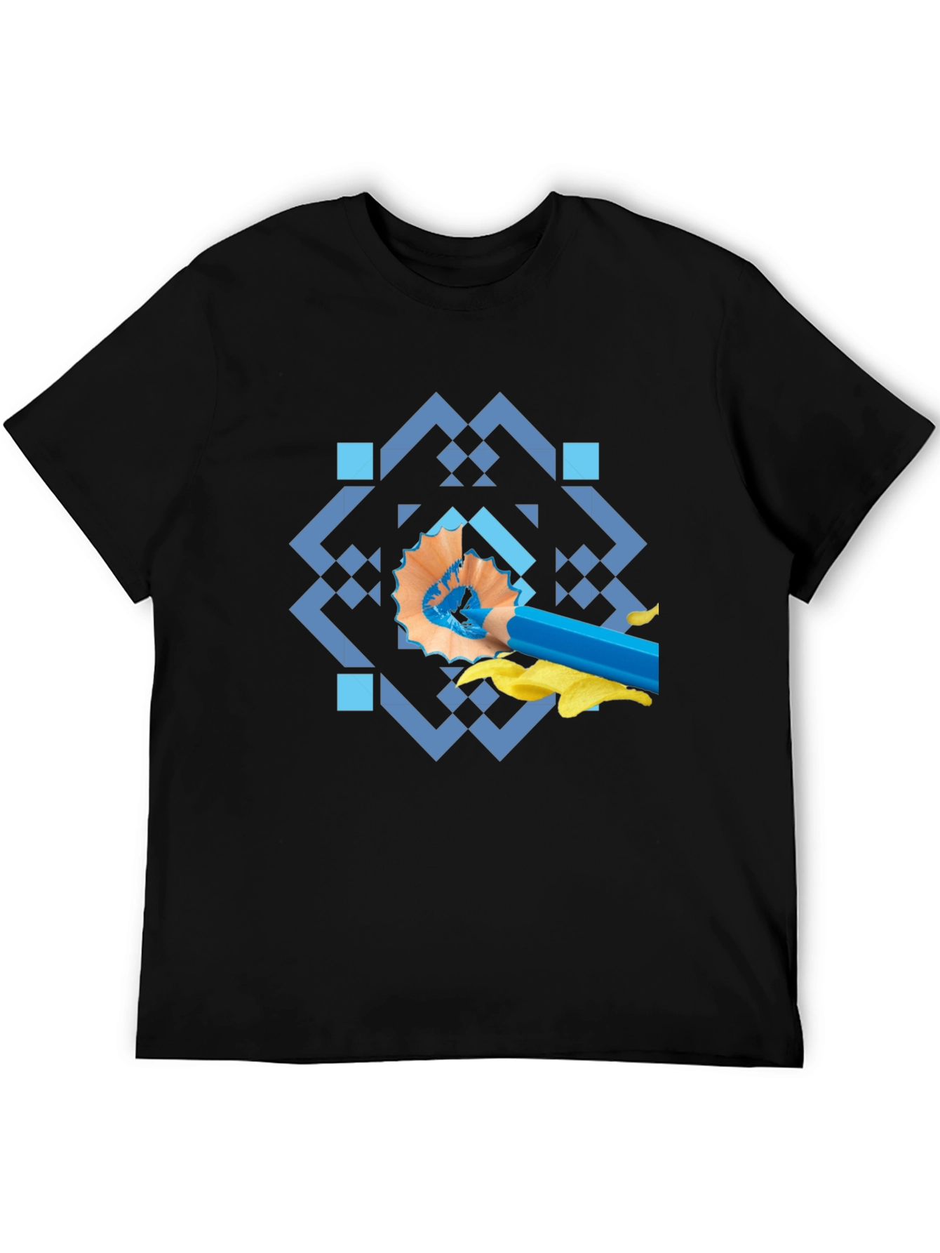 Artistic Blue Pencil Graphic Tee