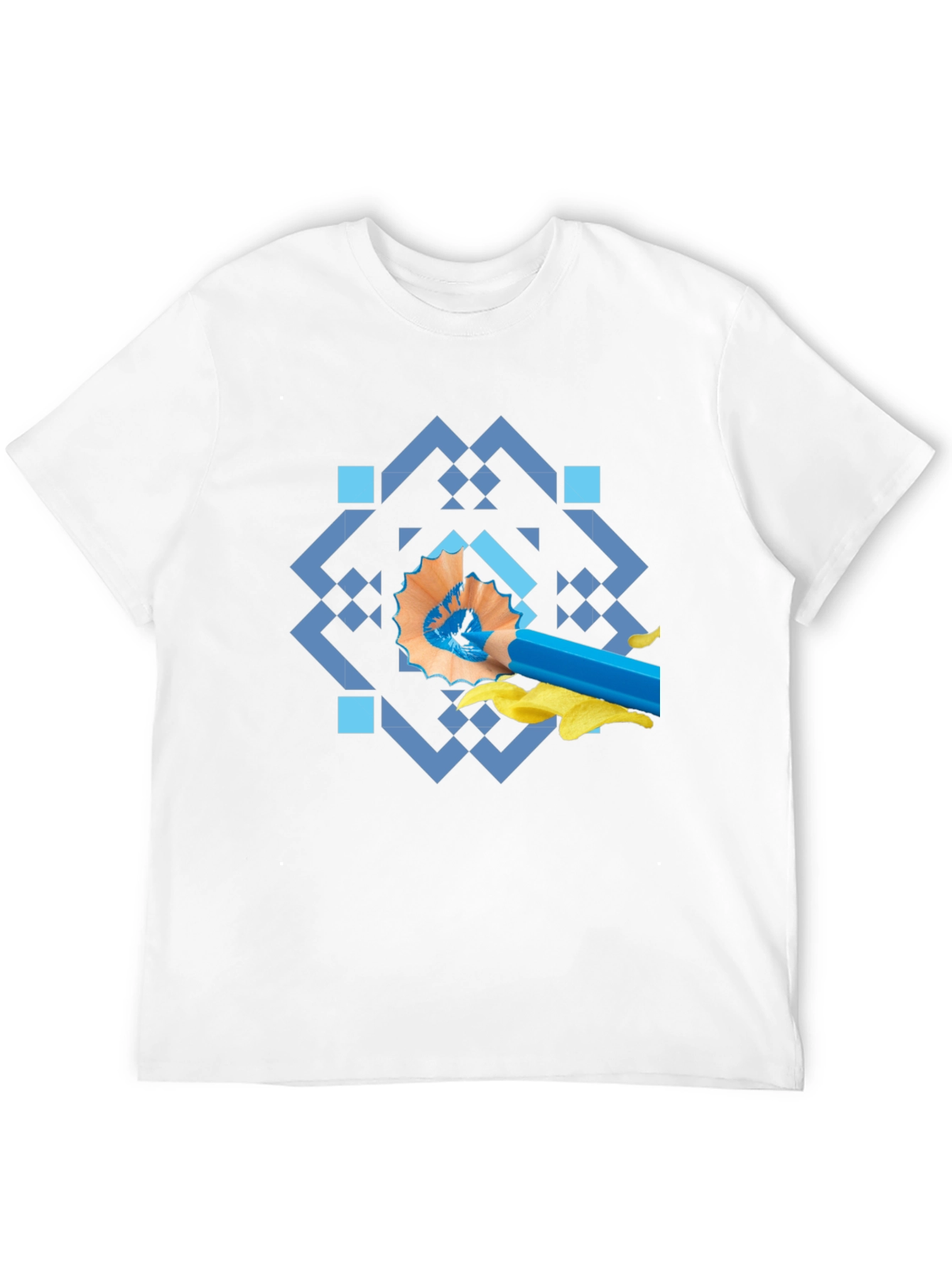 Artistic Blue Pencil Graphic Tee