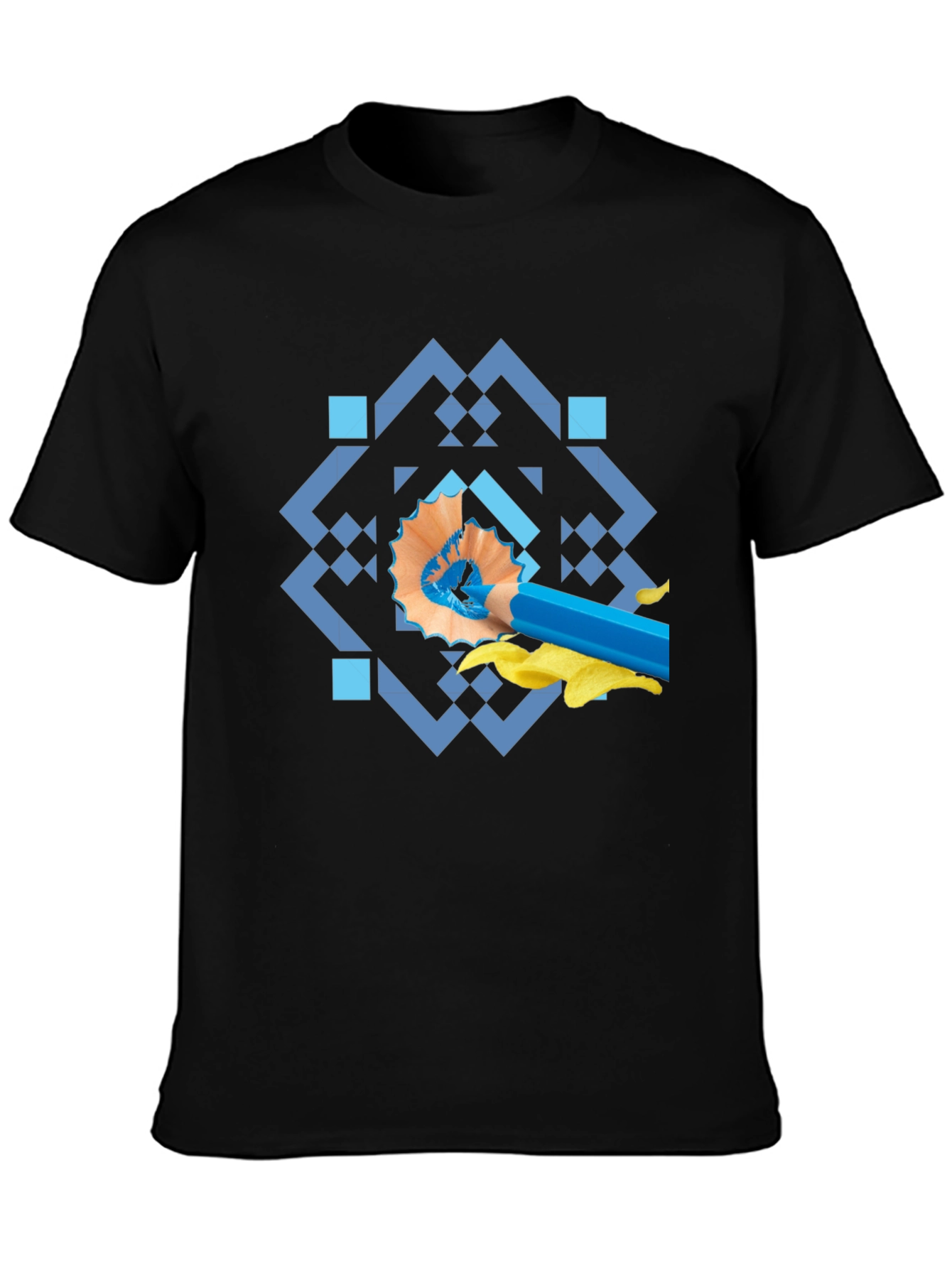 Artistic Blue Pencil Graphic Tee