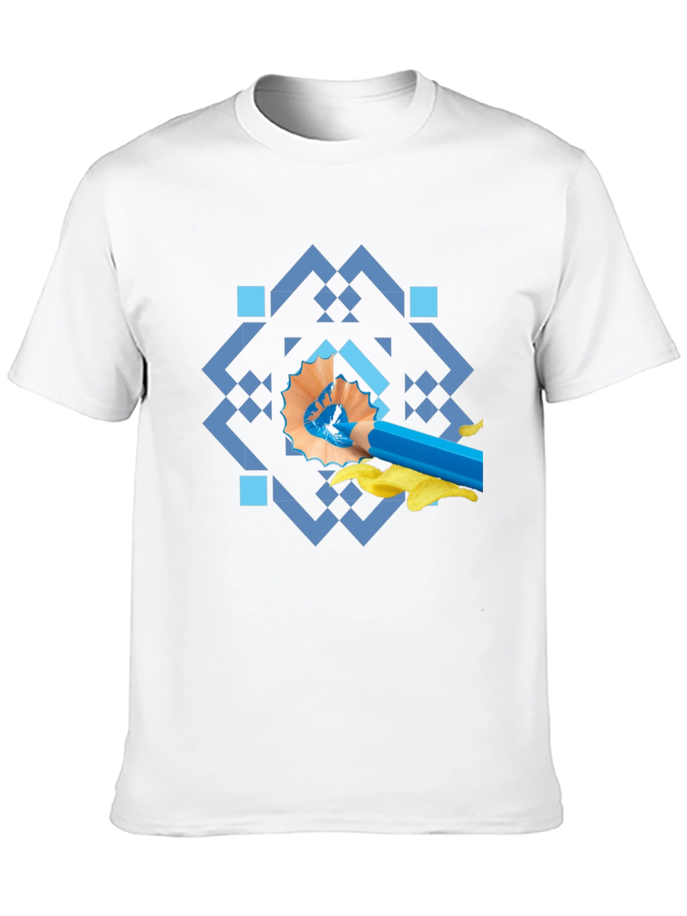 Artistic Blue Pencil Graphic Tee