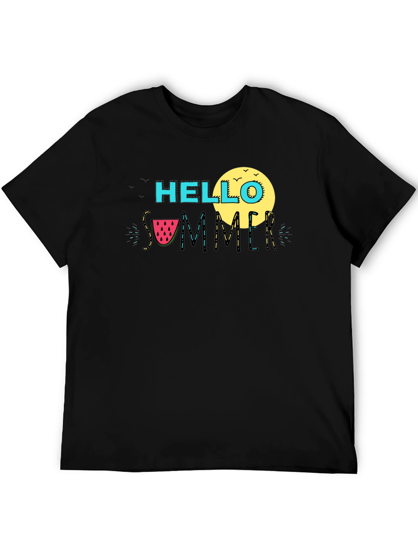Hello Summer Black Graphic T-Shirt