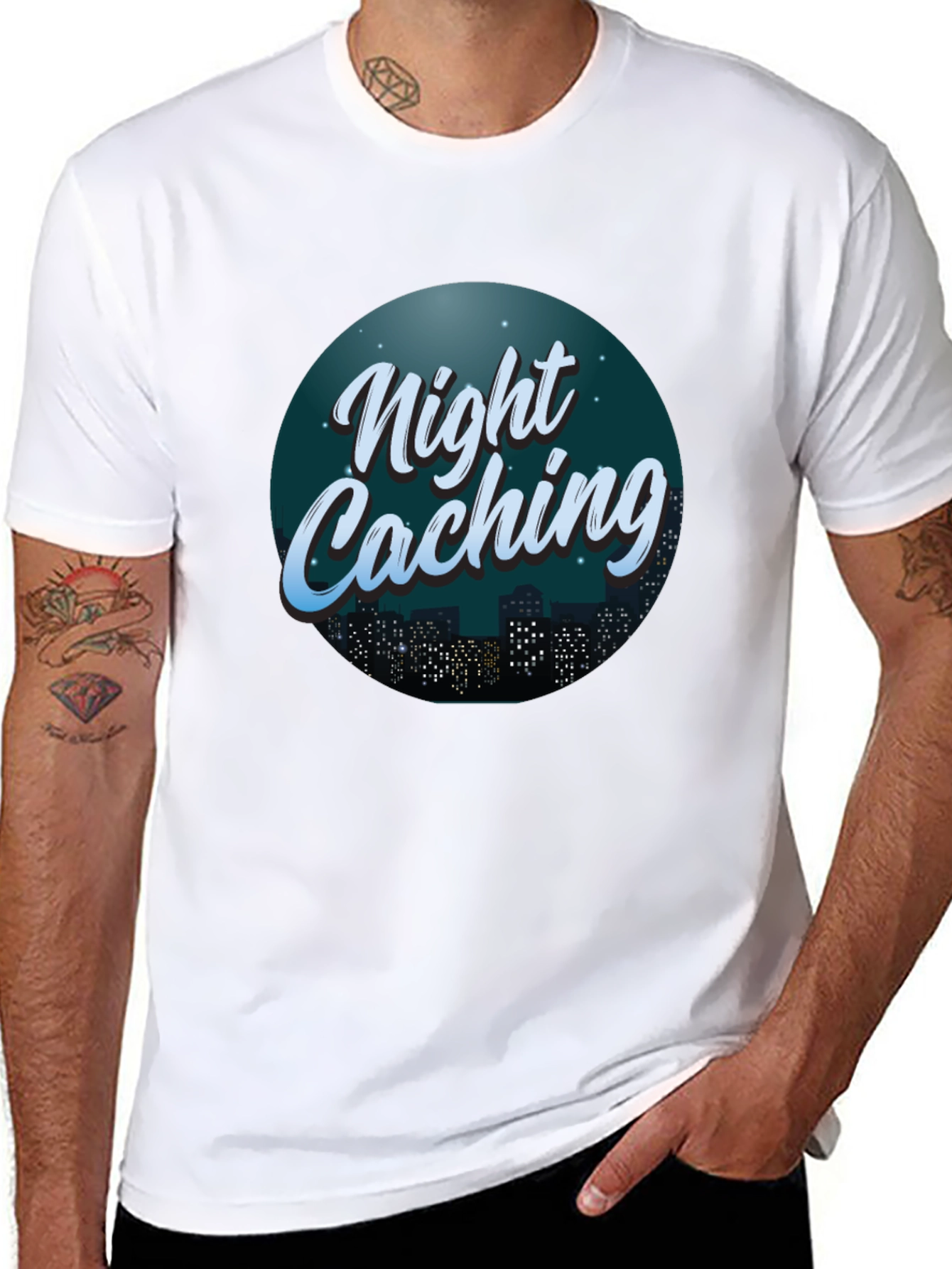 Night Caching Graphic Tee - Urban Adventure Shirt