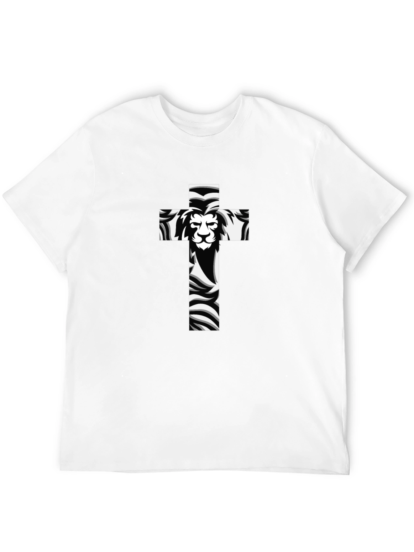 Lion Cross Graphic Black T-Shirt