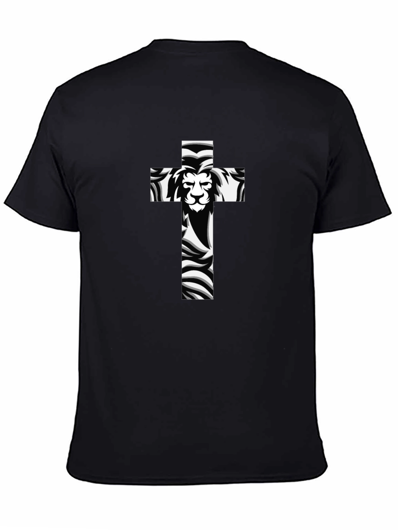 Lion Cross Graphic Black T-Shirt