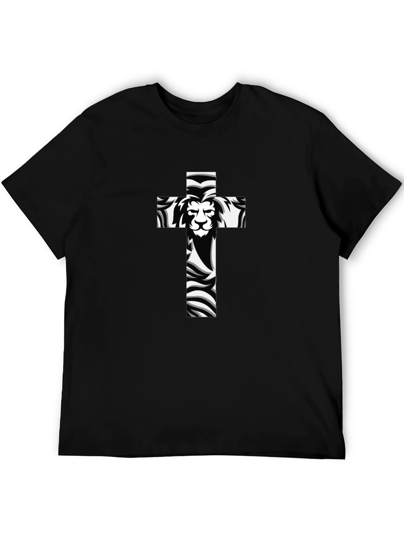 Lion Cross Graphic Black T-Shirt