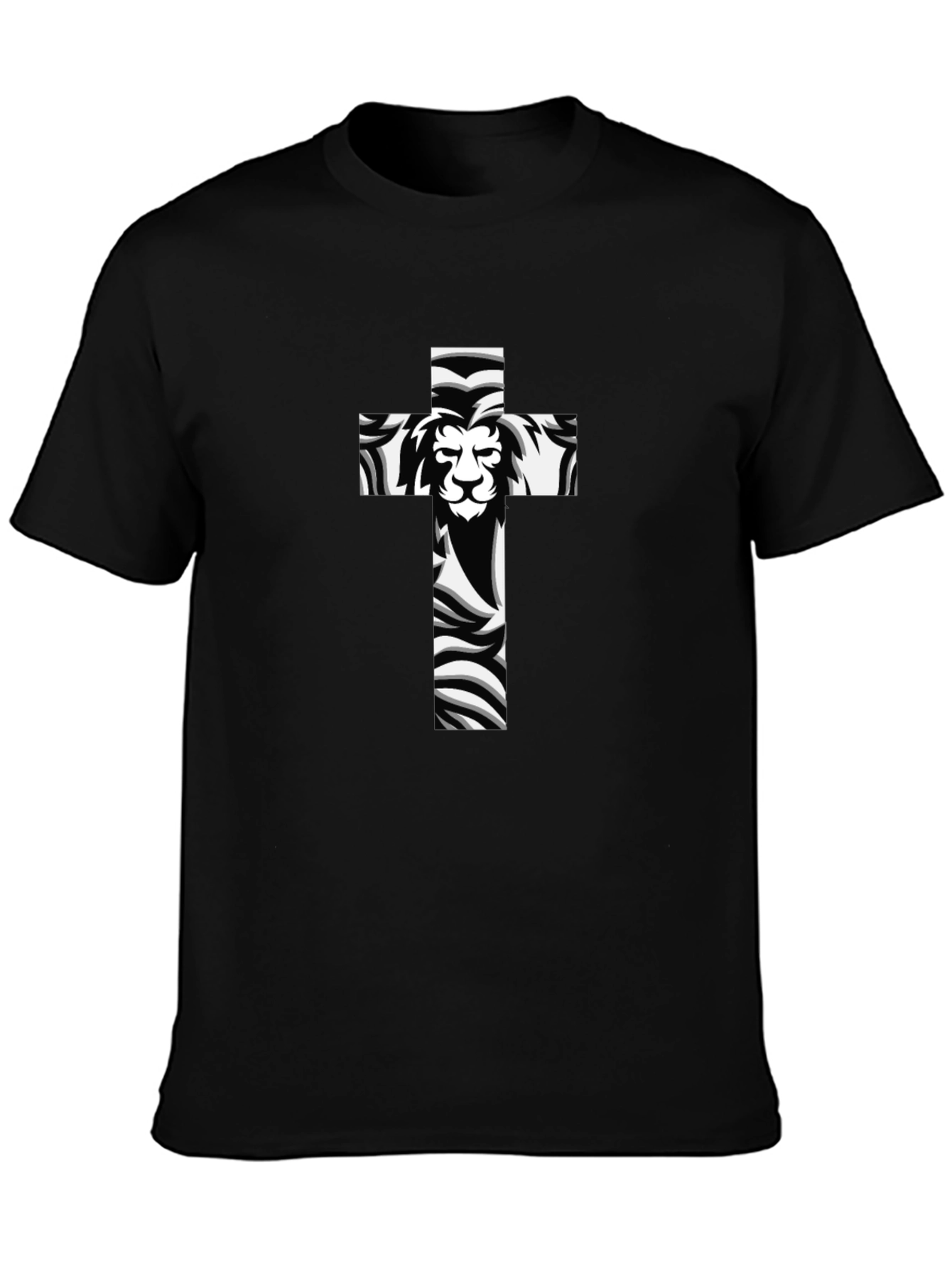 Lion Cross Graphic Black T-Shirt