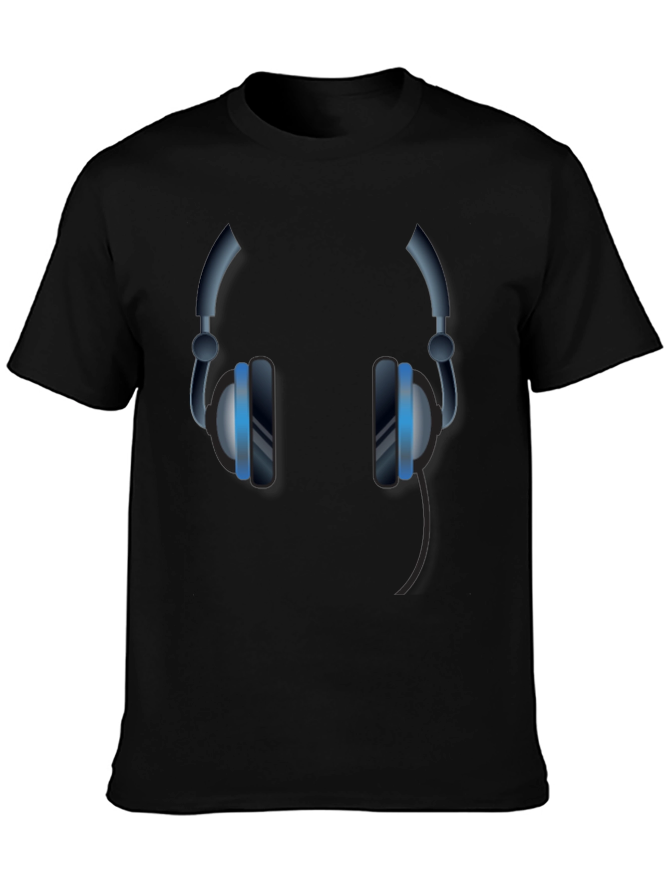 Cool Headphones Graphic Black T-Shirt