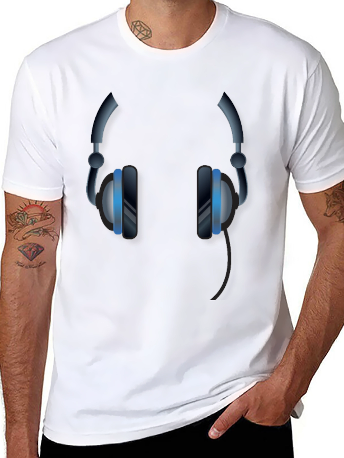 Cool Headphones Graphic Black T-Shirt