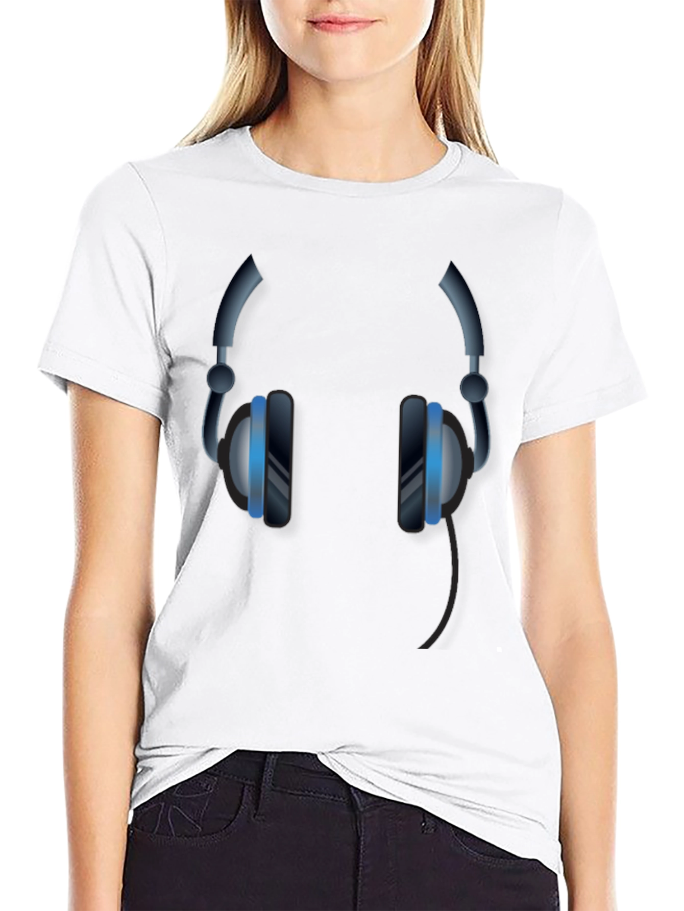 Cool Headphones Graphic Black T-Shirt