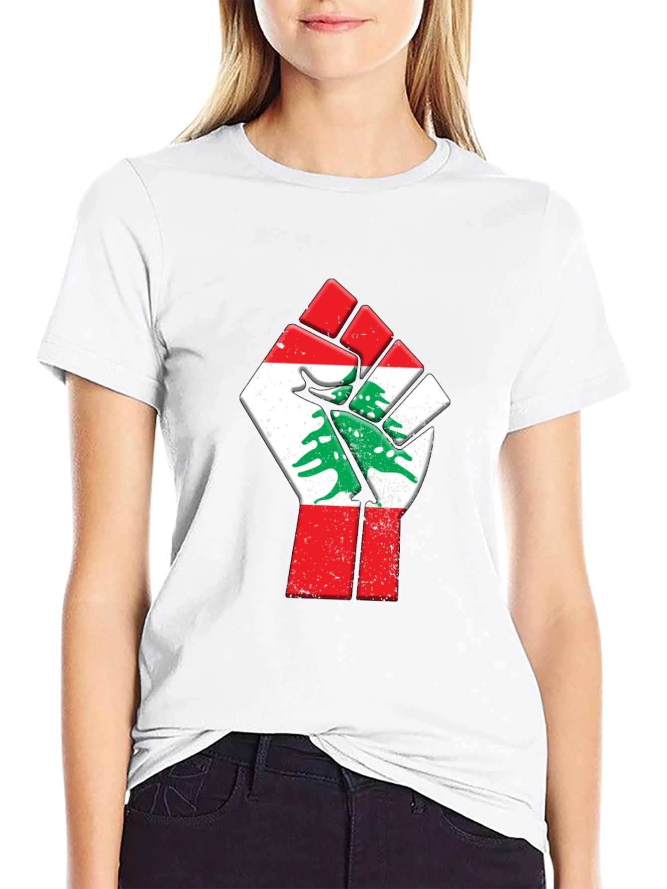 Lebanon Flag Fist Graphic Tee
