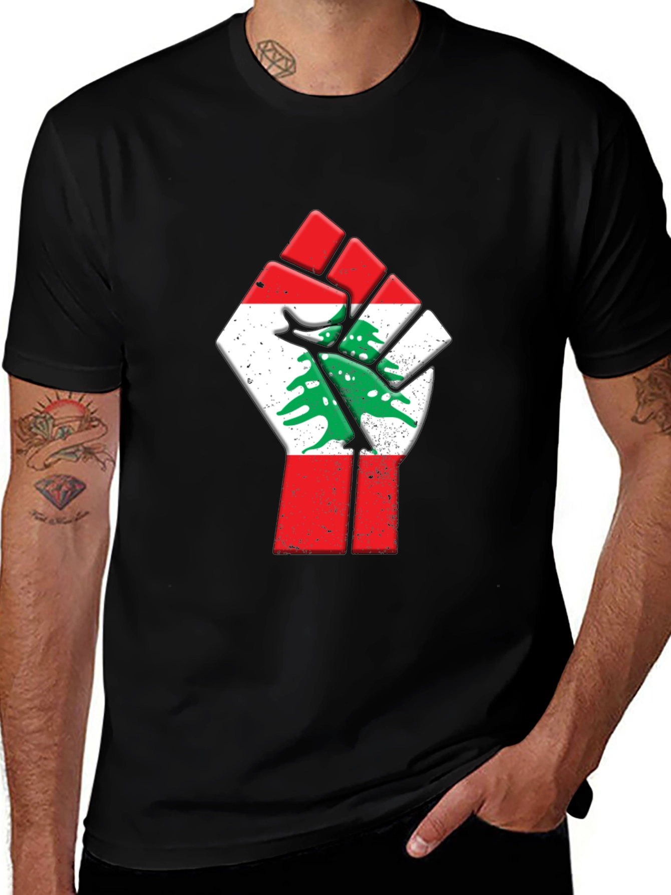 Lebanon Flag Fist Graphic Tee