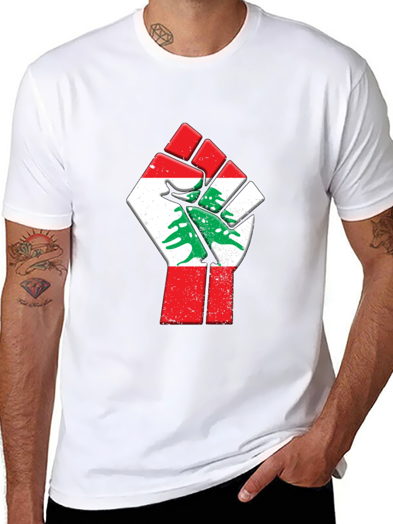 Lebanon Flag Fist Graphic Tee