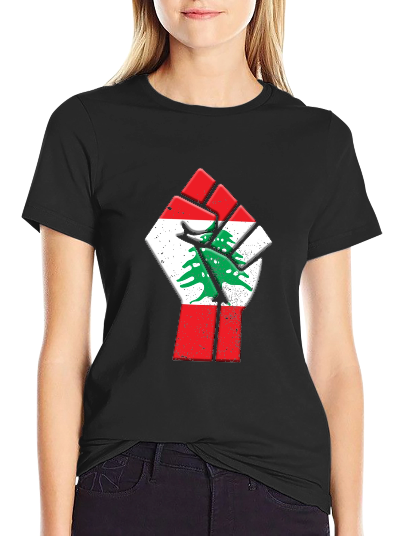 Lebanon Flag Fist Graphic Tee
