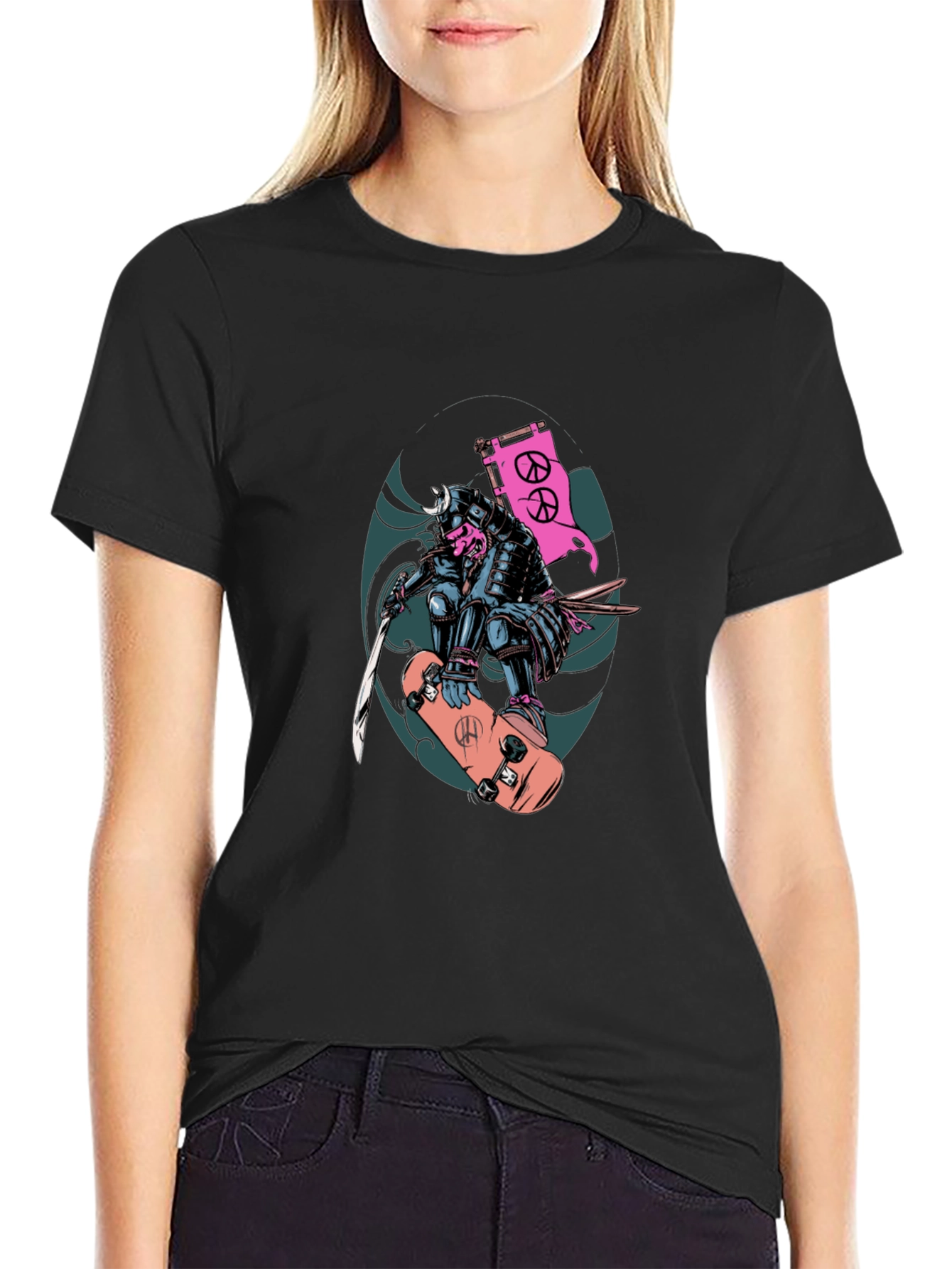 Skateboarding Samurai Graphic T-Shirt