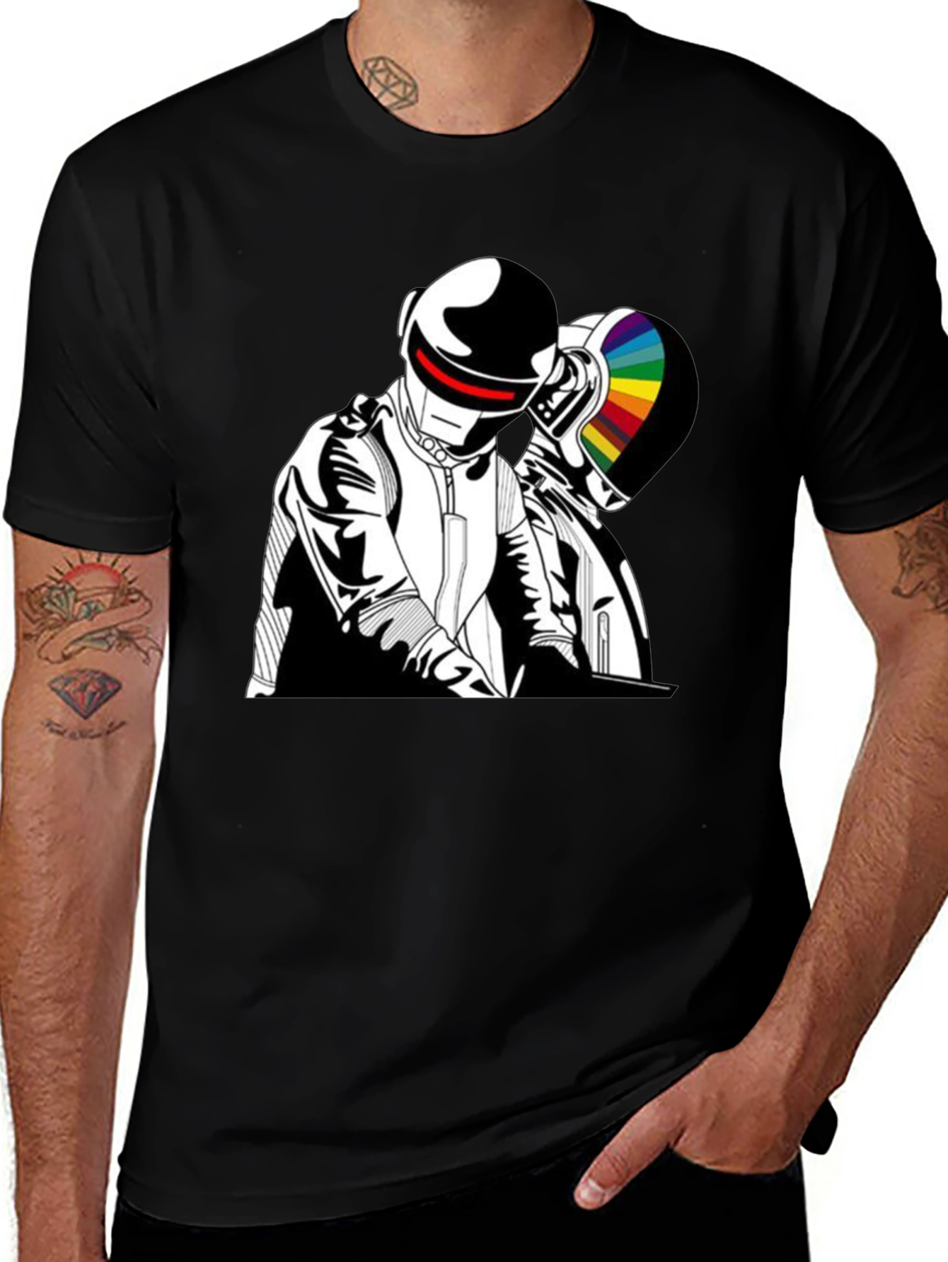 Daft Punk Graphic Tee - Black Cotton T-Shirt