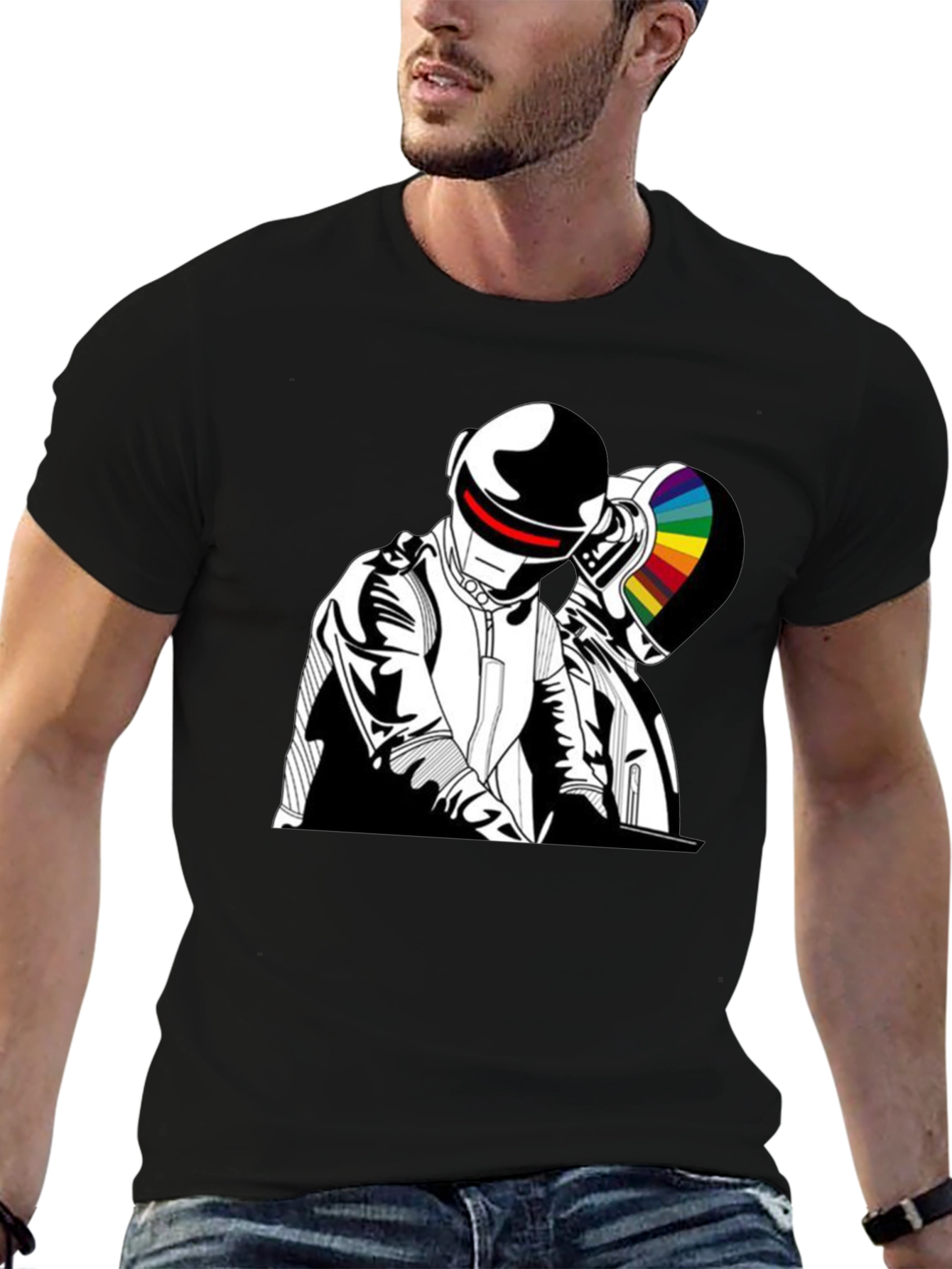 Daft Punk Graphic Tee - Black Cotton T-Shirt