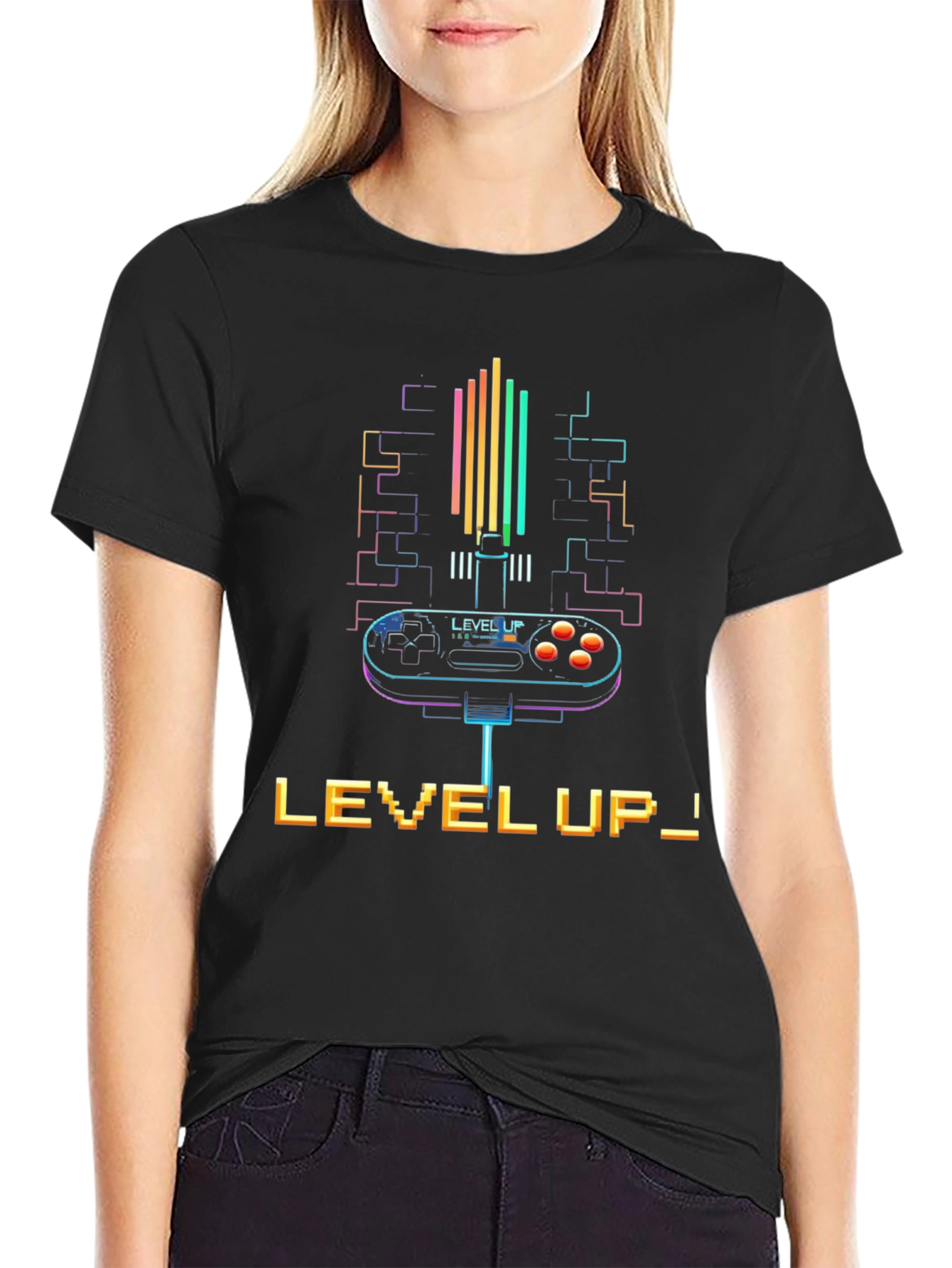 Level Up! Retro Gamer Black T-Shirt