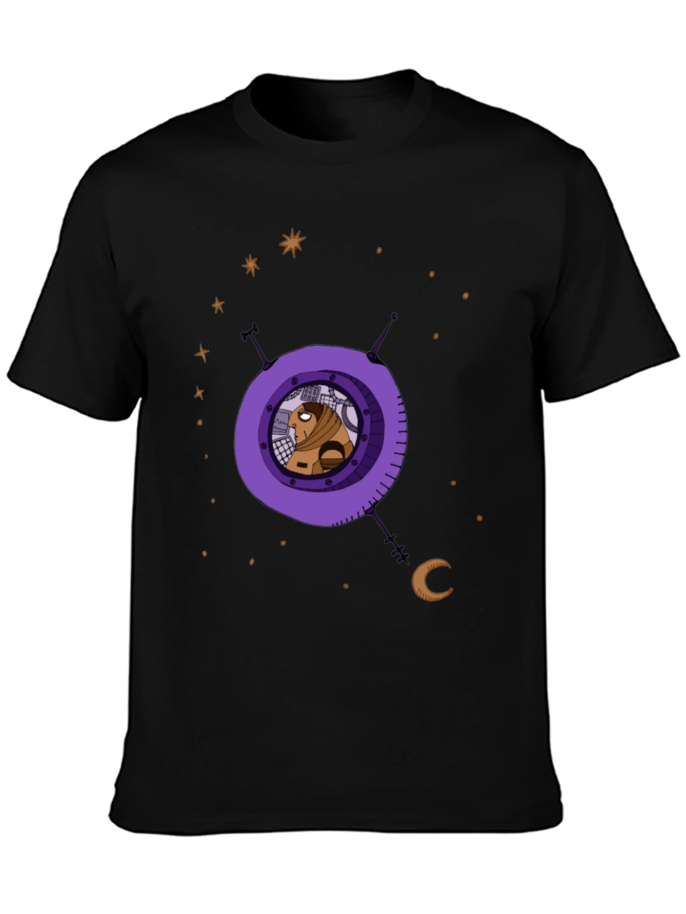 Astronaut in Space Graphic Print Black T-Shirt