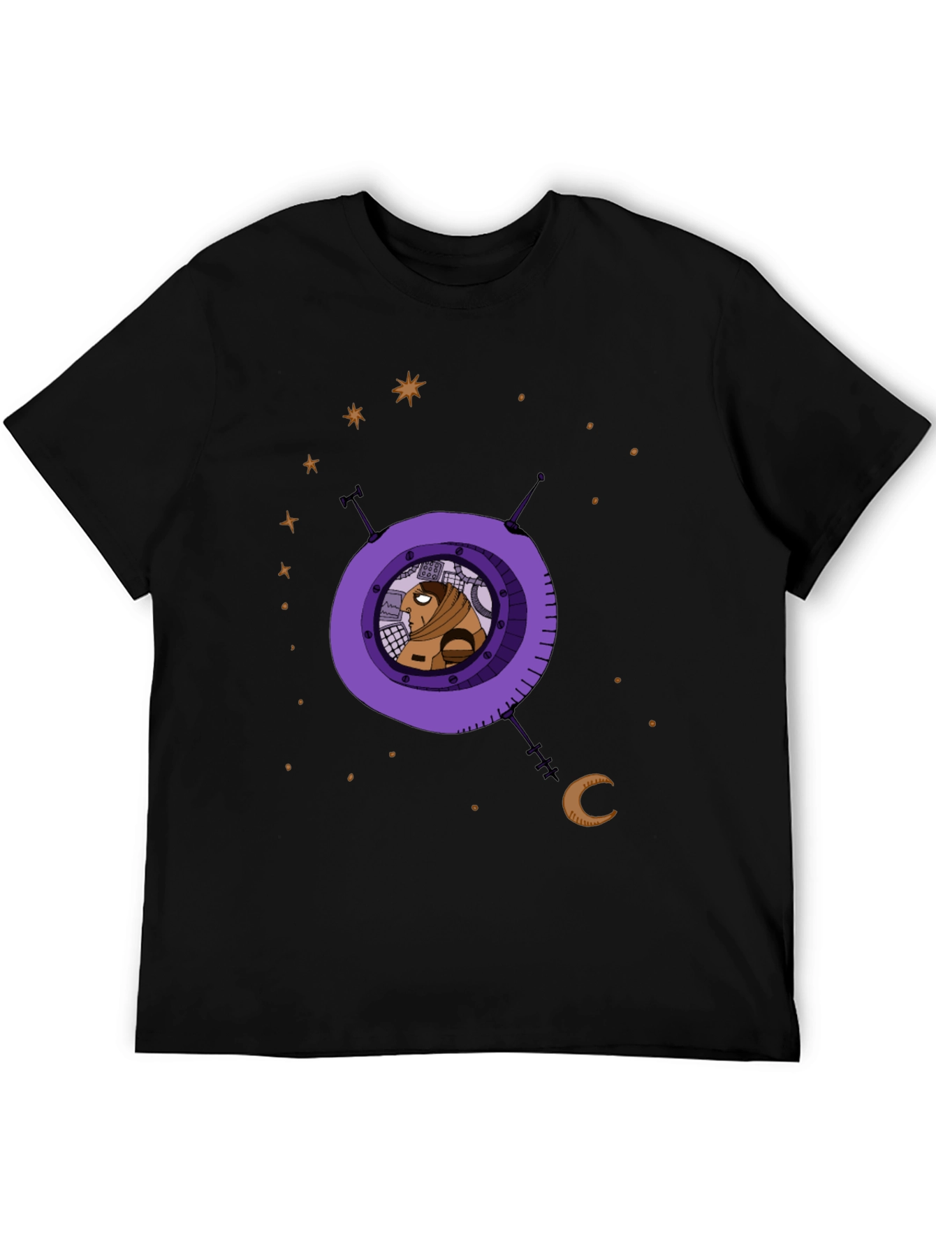 Astronaut in Space Graphic Print Black T-Shirt