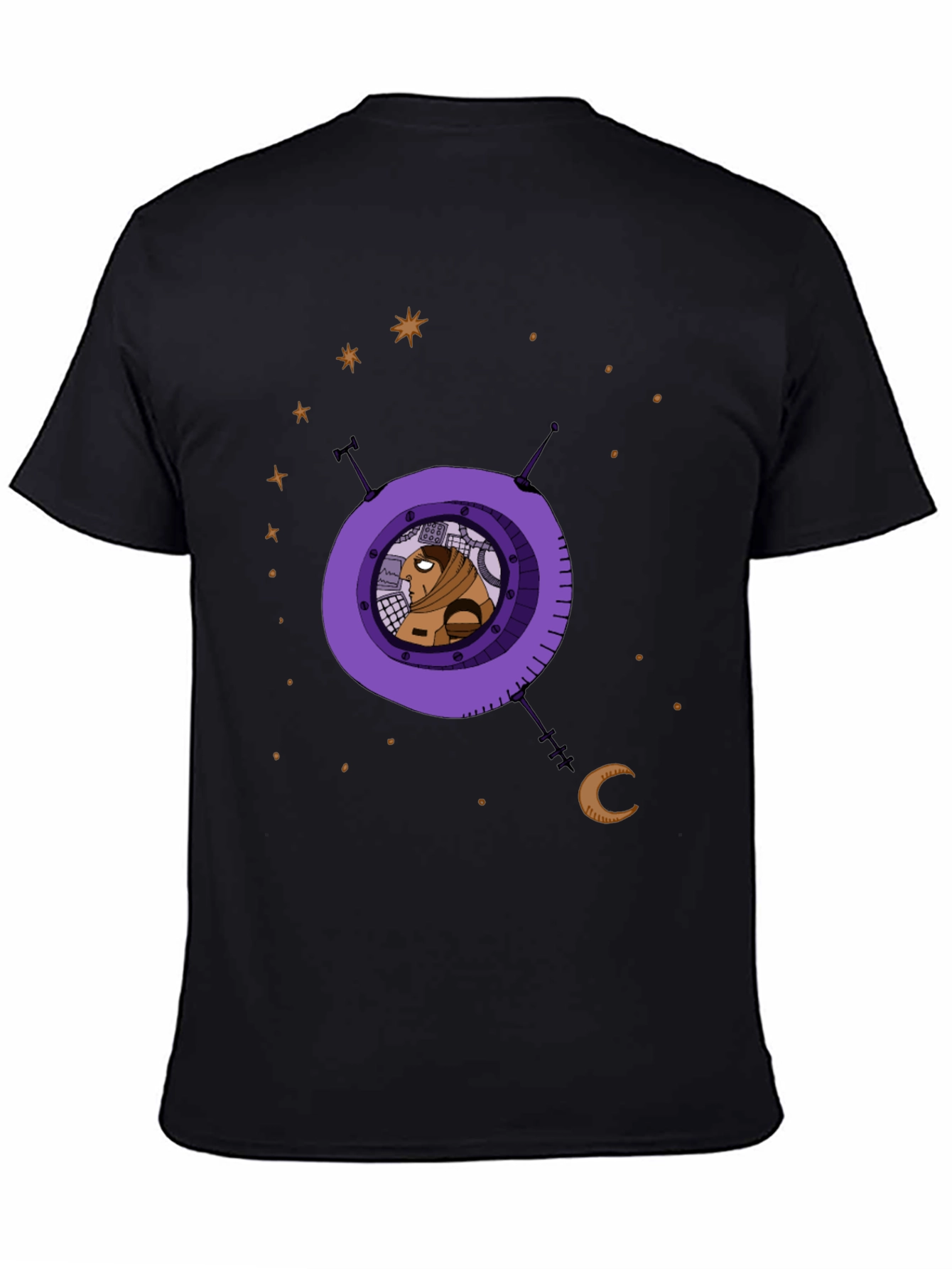 Astronaut in Space Graphic Print Black T-Shirt