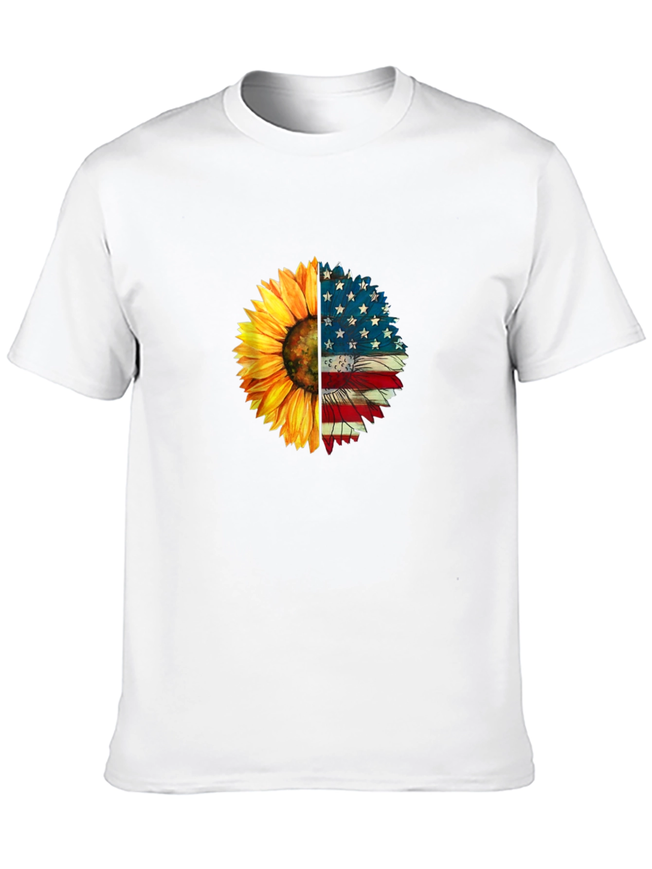 Sunflower American Flag Graphic T-Shirt