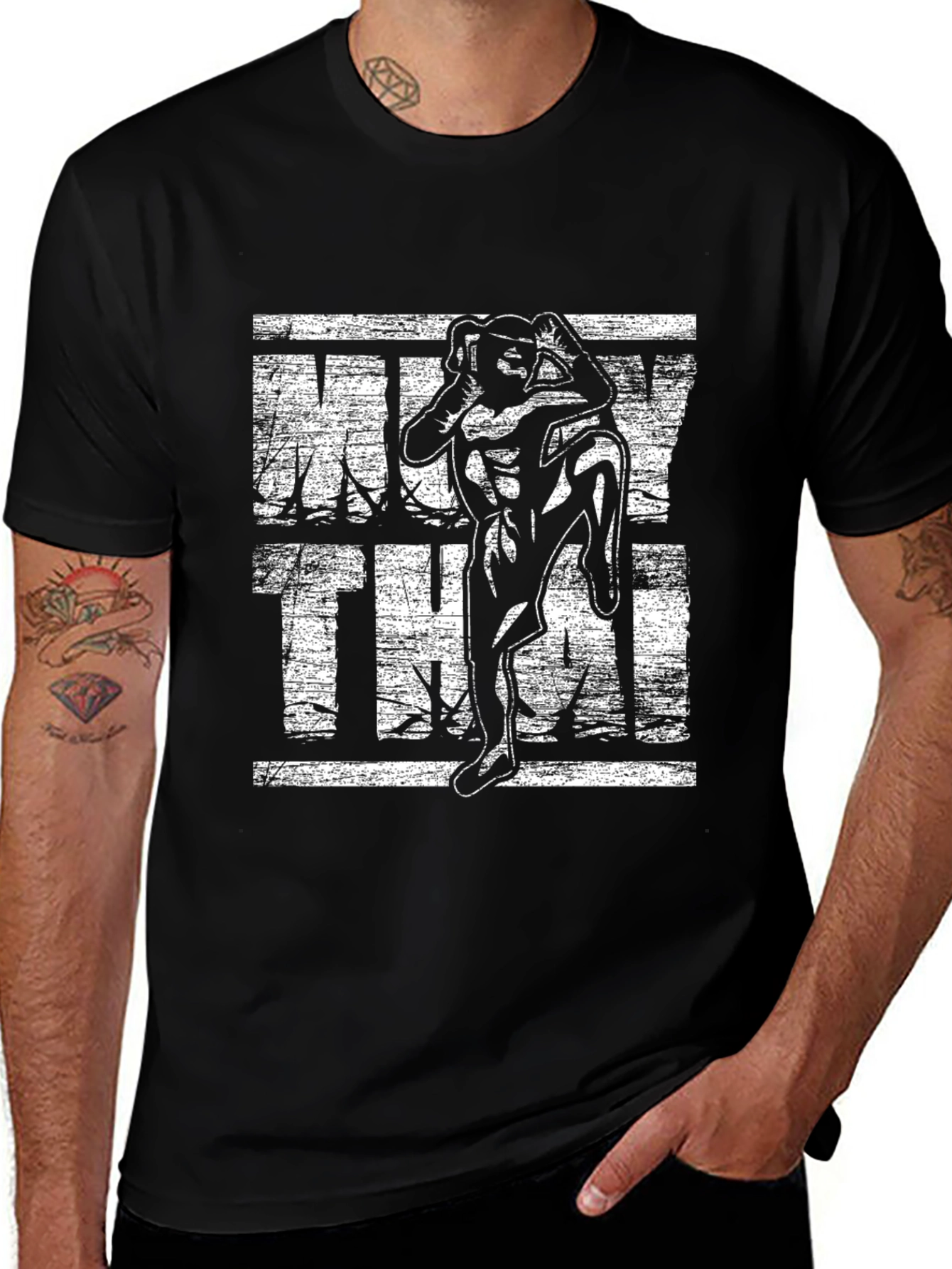 Muay Thai Kickboxer Graphic T-Shirt - Black
