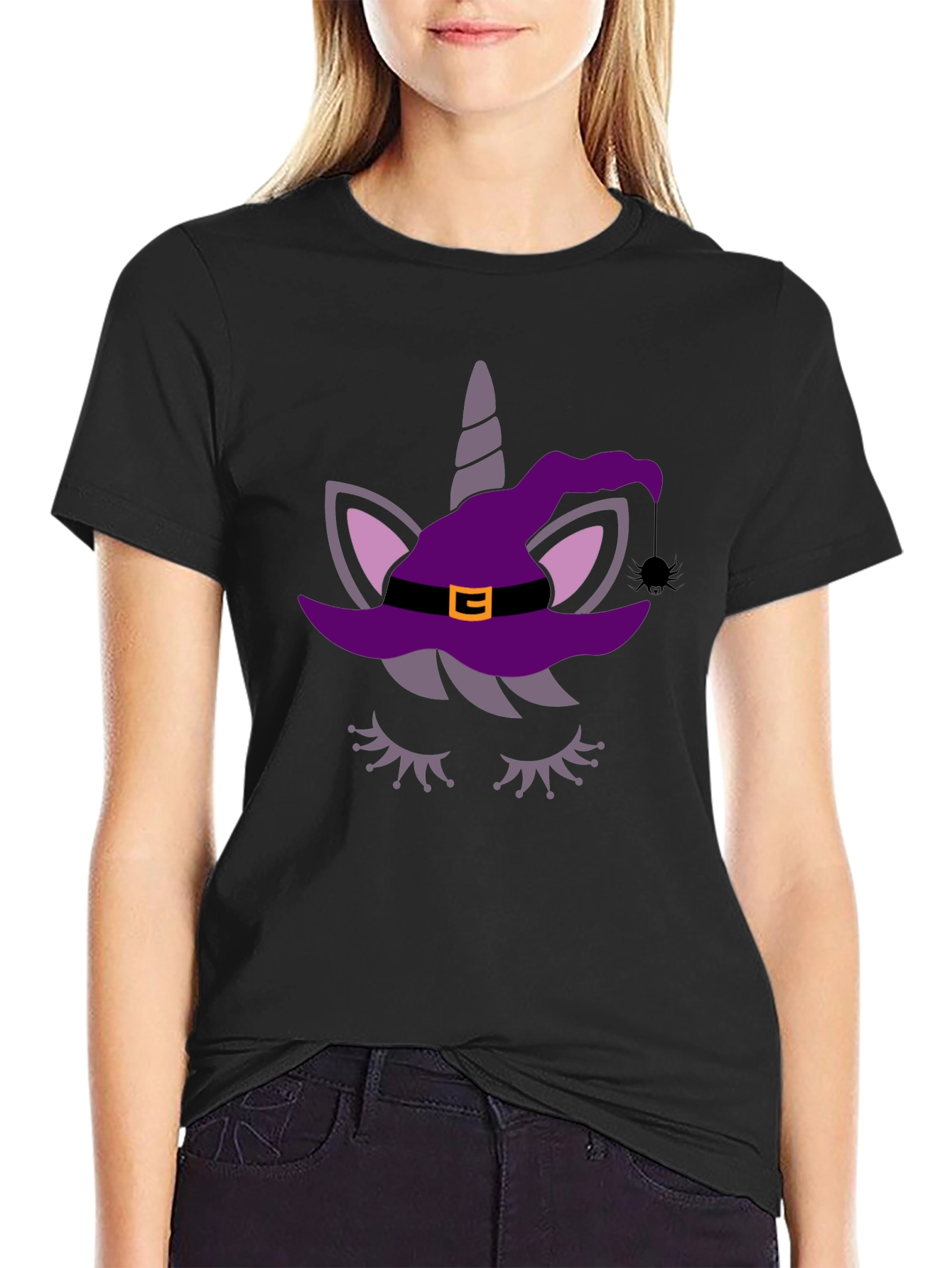 Unicorn Witch Halloween Graphic Tee