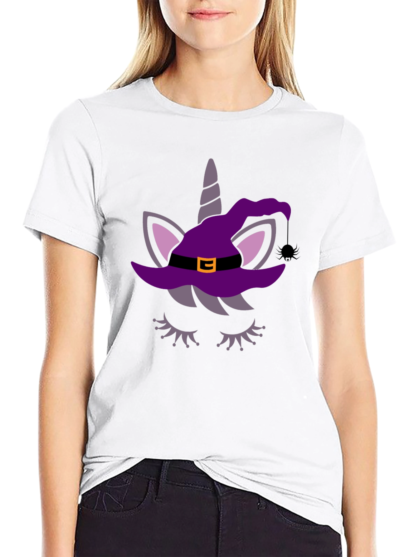Unicorn Witch Halloween Graphic Tee