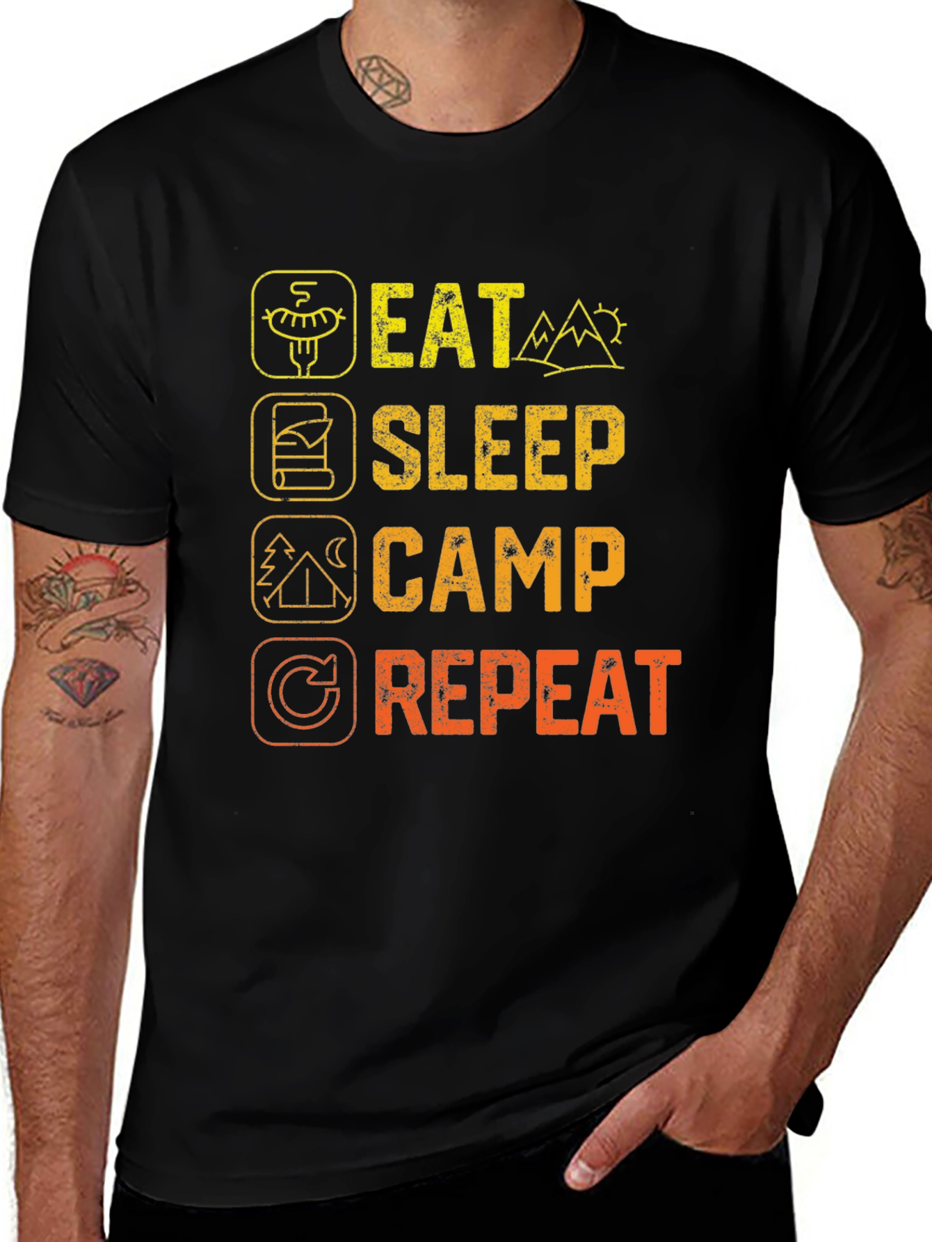 Eat Sleep Camp Repeat Graphic Tee