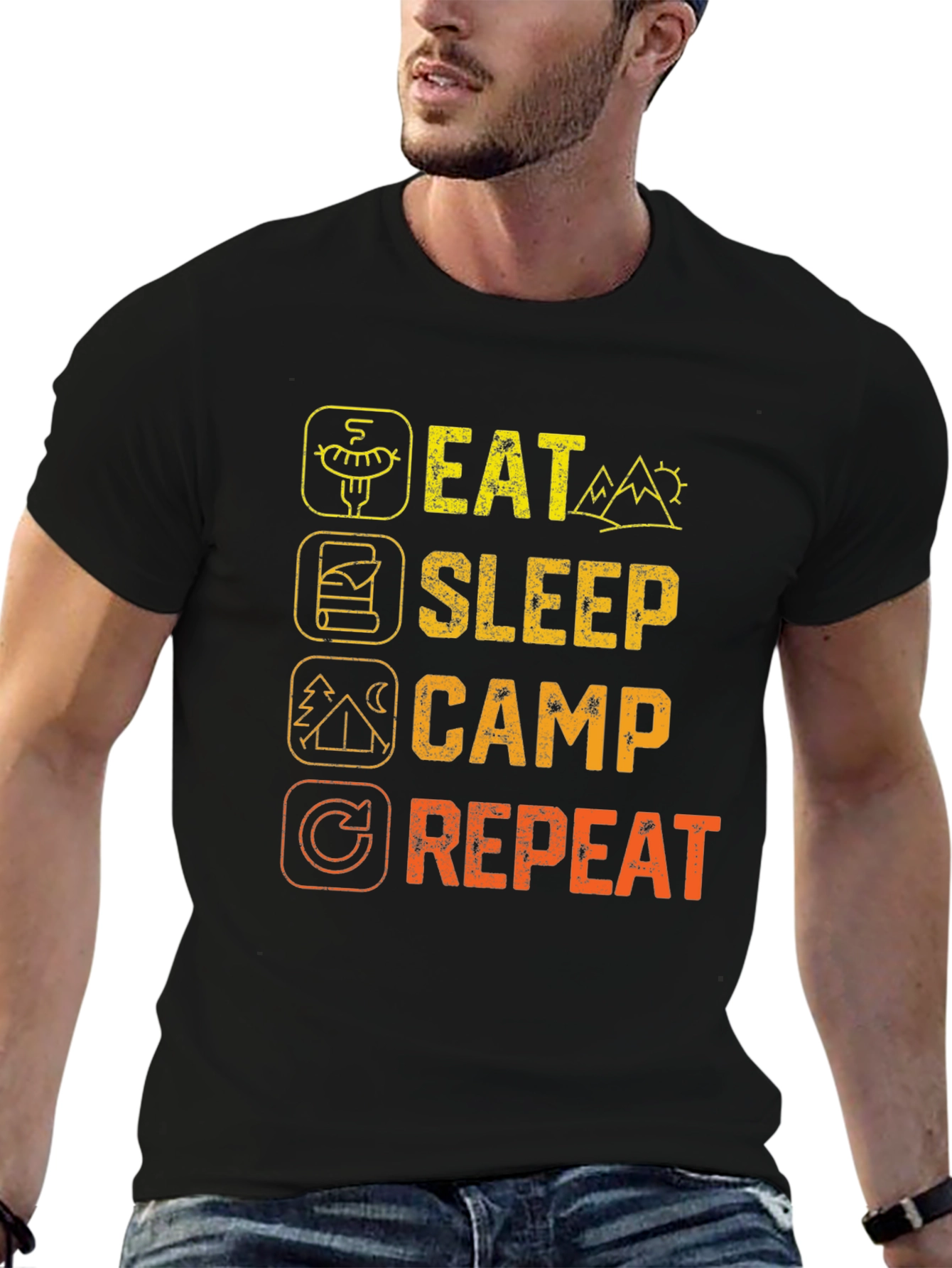 Eat Sleep Camp Repeat Graphic Tee