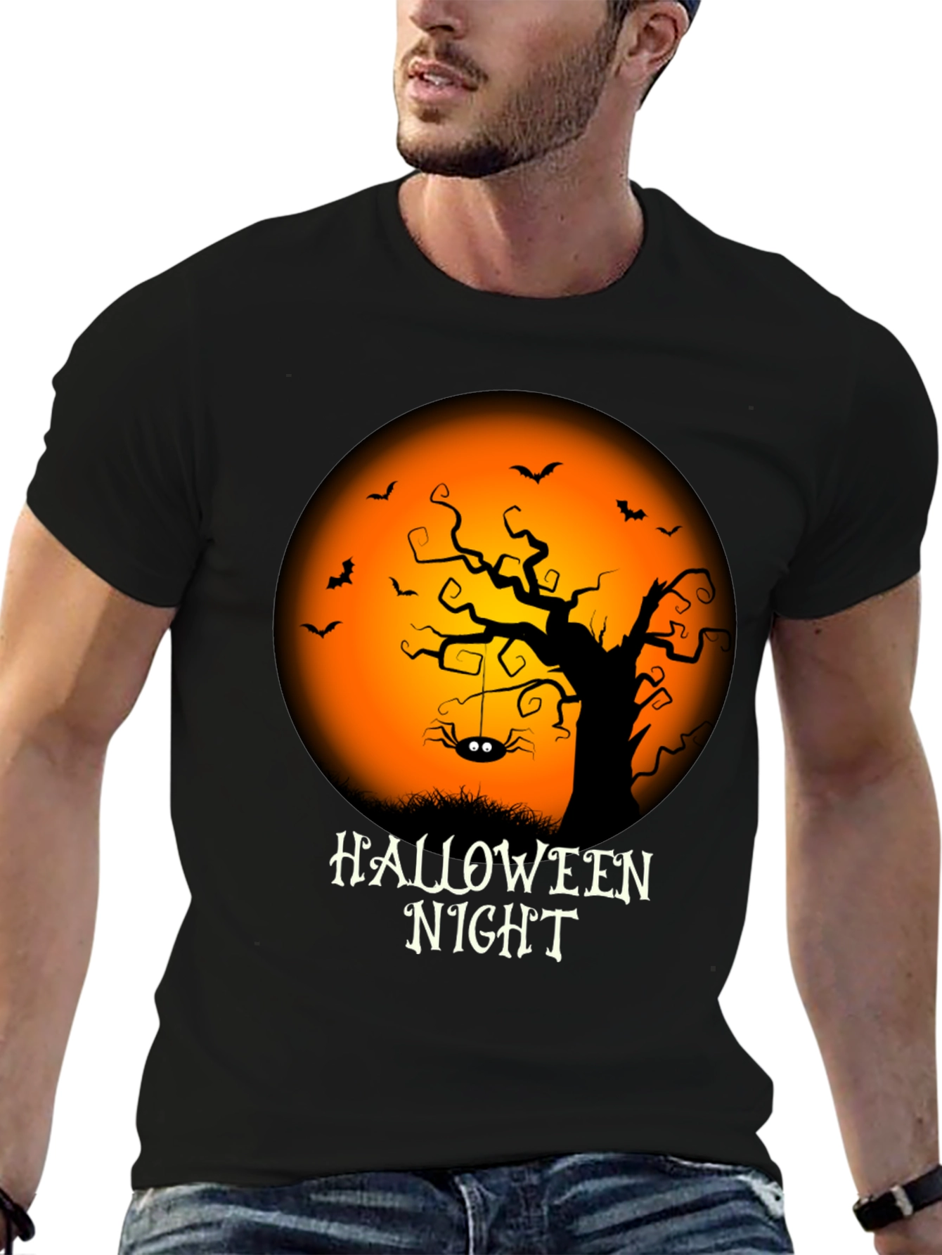Halloween Night Graphic Tee - Spooky Season Apparel