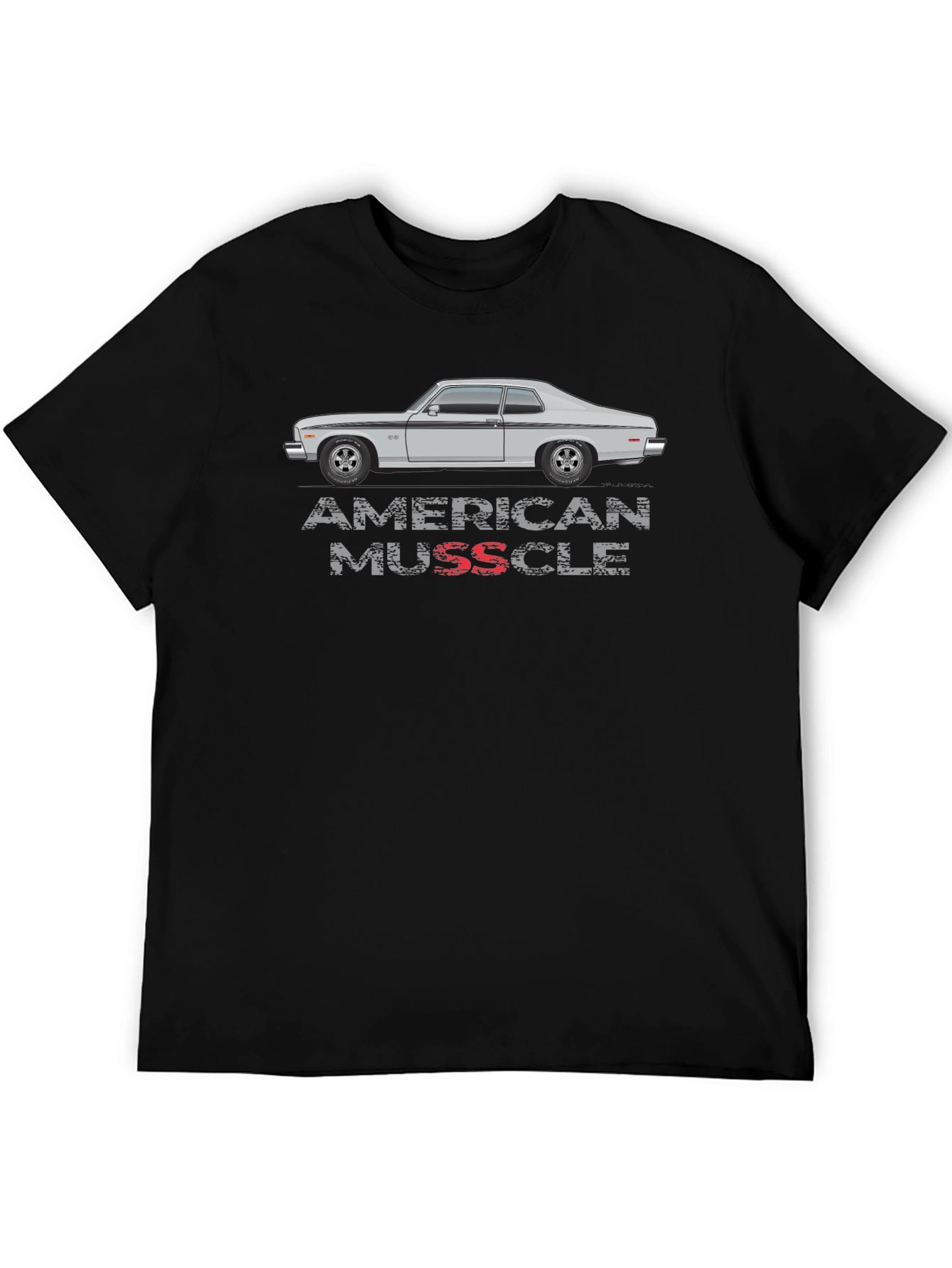 American Muscle Car Graphic Tee - Black Cotton