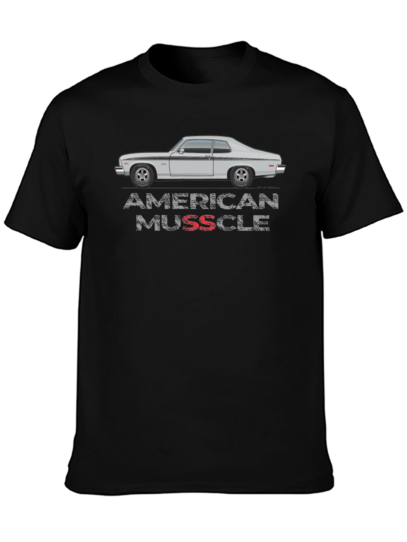 American Muscle Car Graphic Tee - Black Cotton