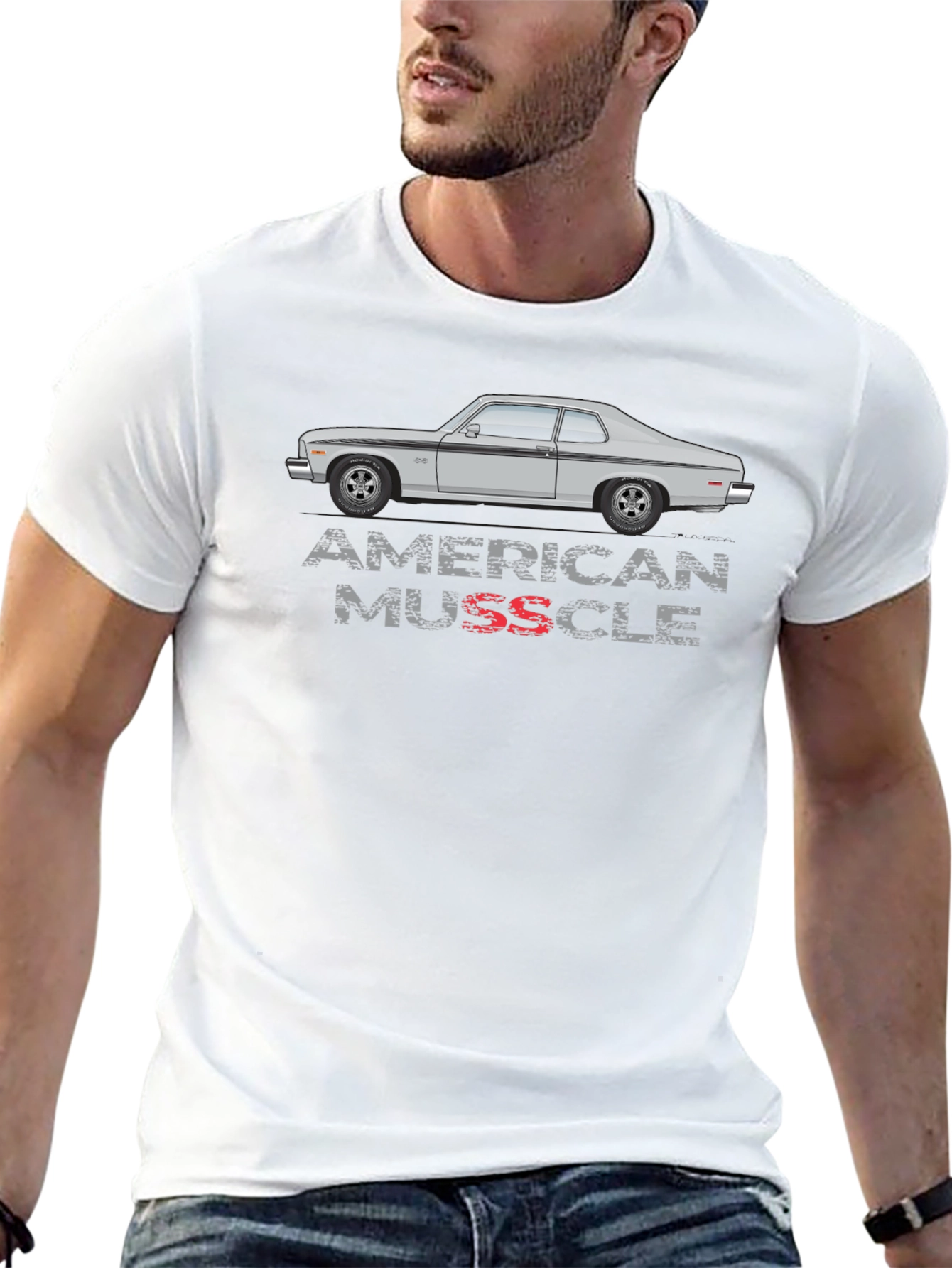 American Muscle Car Graphic Tee - Black Cotton
