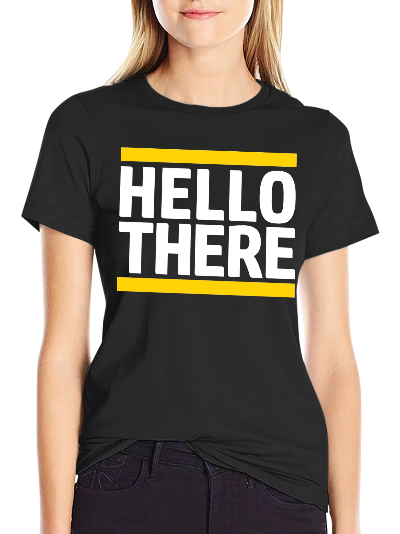 Hello There Graphic Tee - Soft Black Cotton T-Shirt