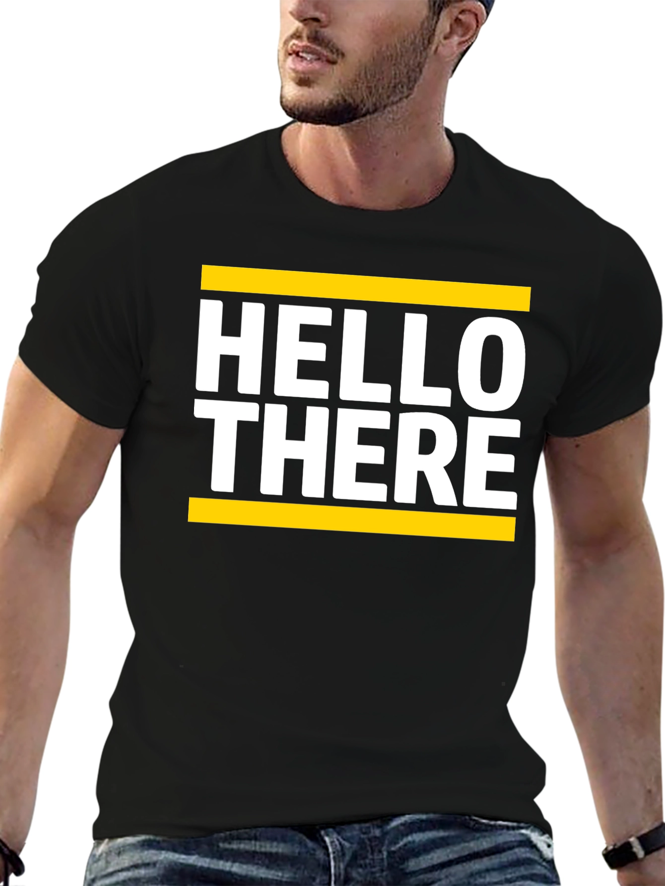 Hello There Graphic Tee - Soft Black Cotton T-Shirt
