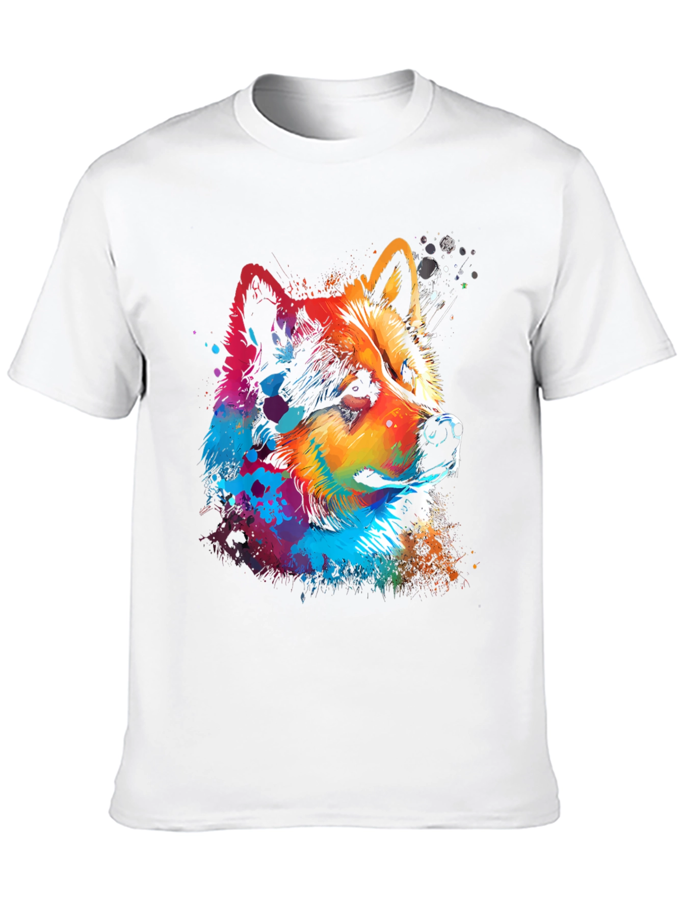 Vibrant Dog Graphic Black T-Shirt