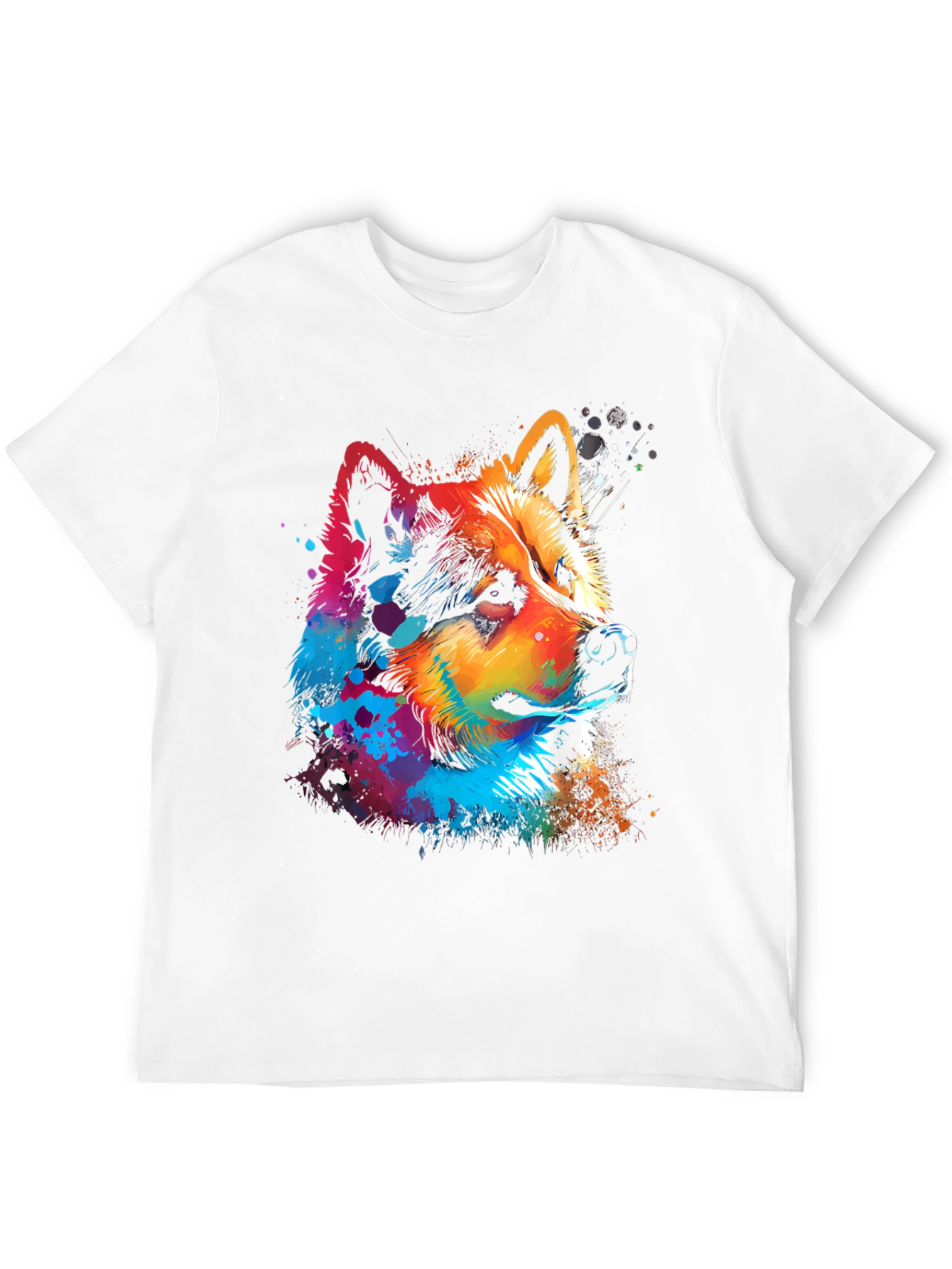 Vibrant Dog Graphic Black T-Shirt