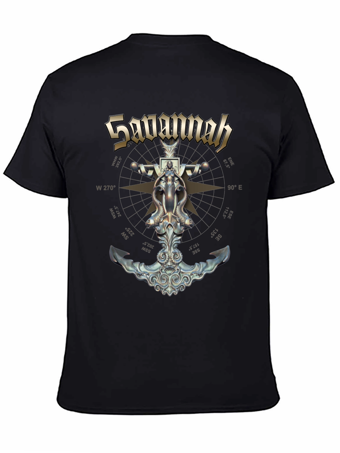 Savannah Compass Anchor Graphic Black T-Shirt
