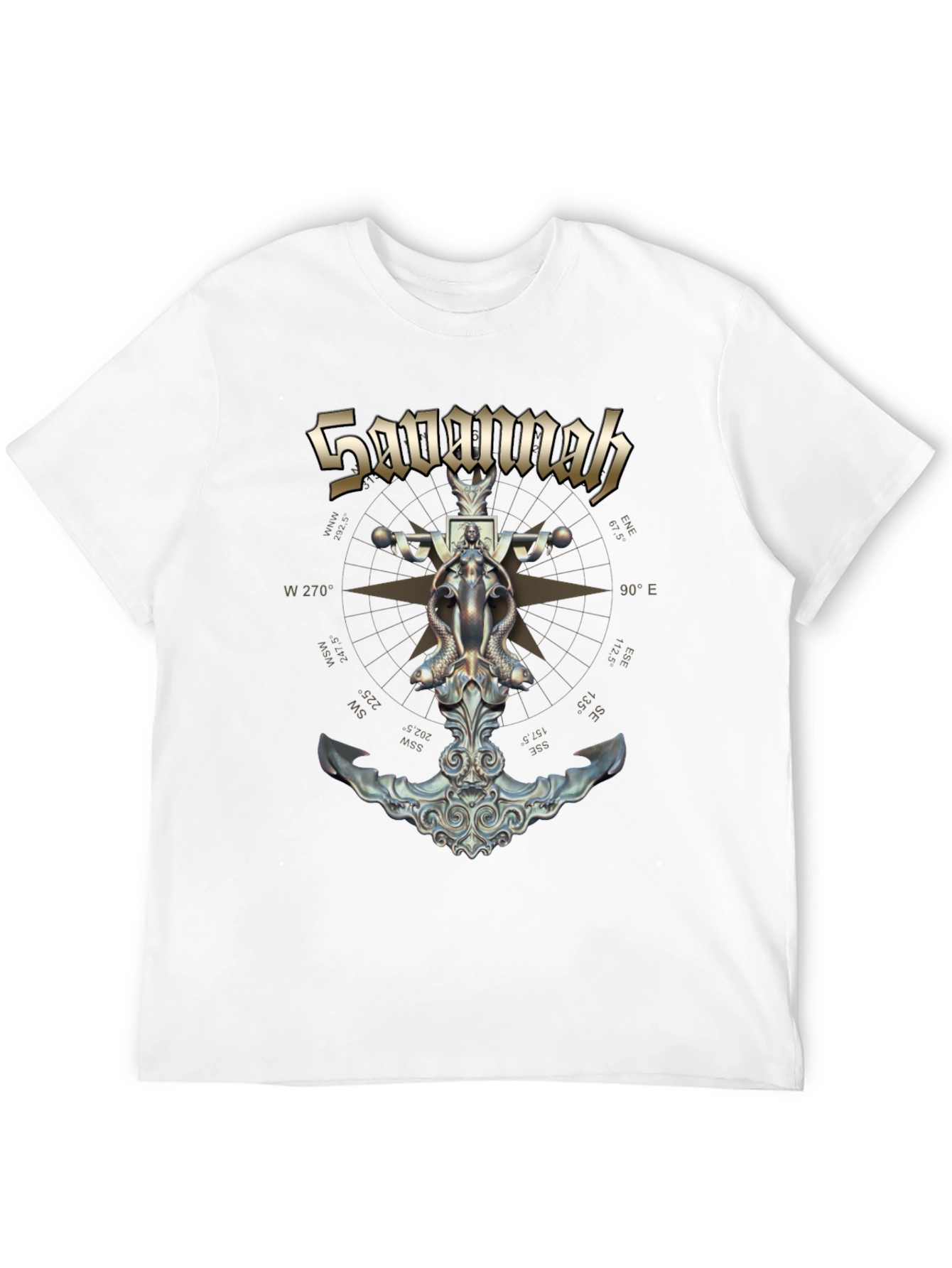 Savannah Compass Anchor Graphic Black T-Shirt