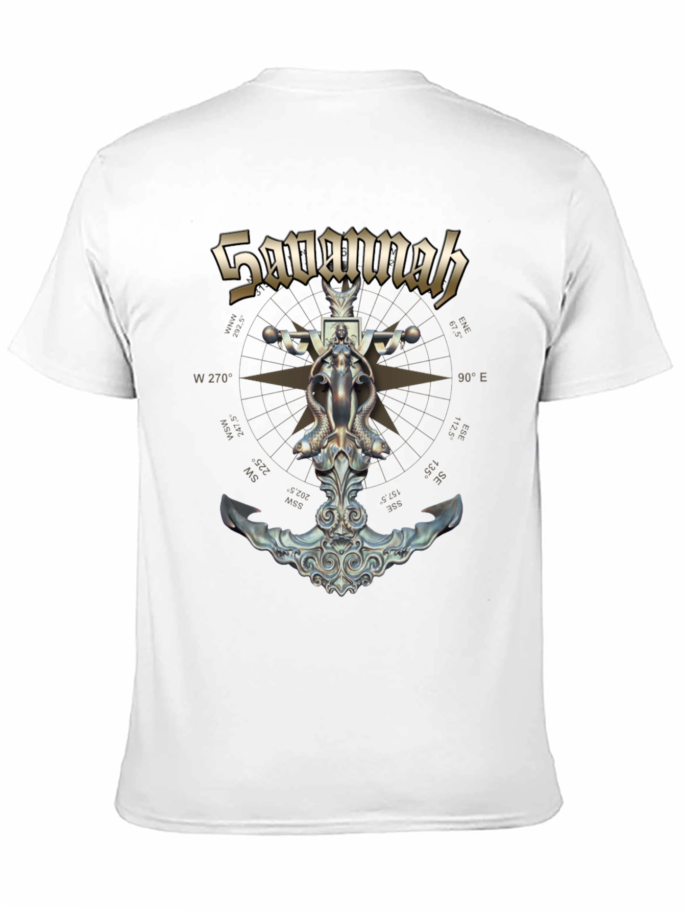 Savannah Compass Anchor Graphic Black T-Shirt