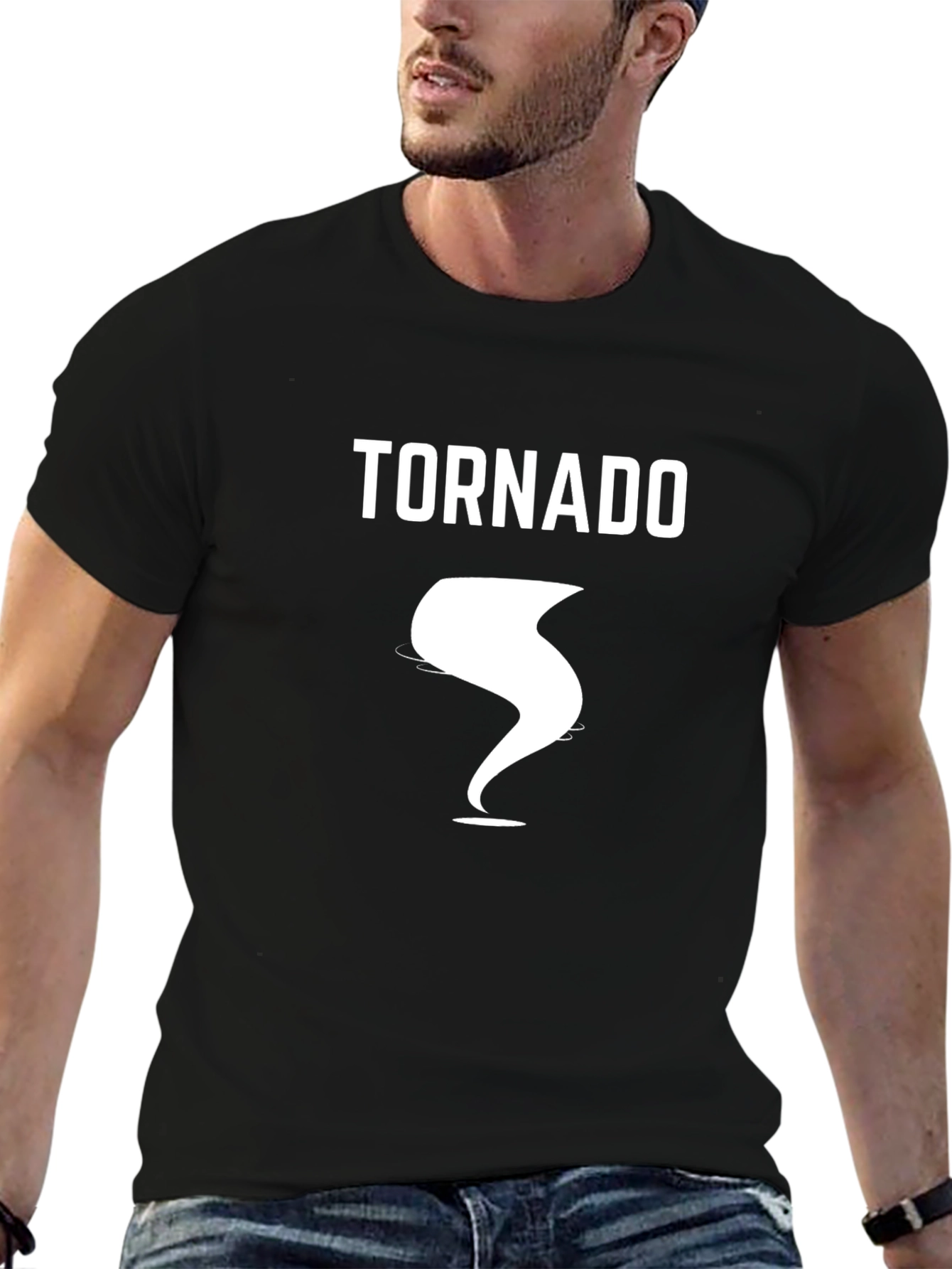 Tornado Graphic Tee - Black Cotton T-Shirt